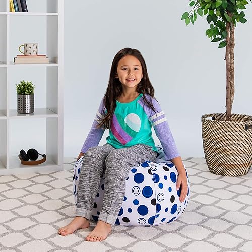 Miniatura 4 de Posh Stuffable - Sillón puff con almacenamiento para niños, contenedor de animales de peluche, organizador de juguetes de niños Lienzo Burbujas Azul