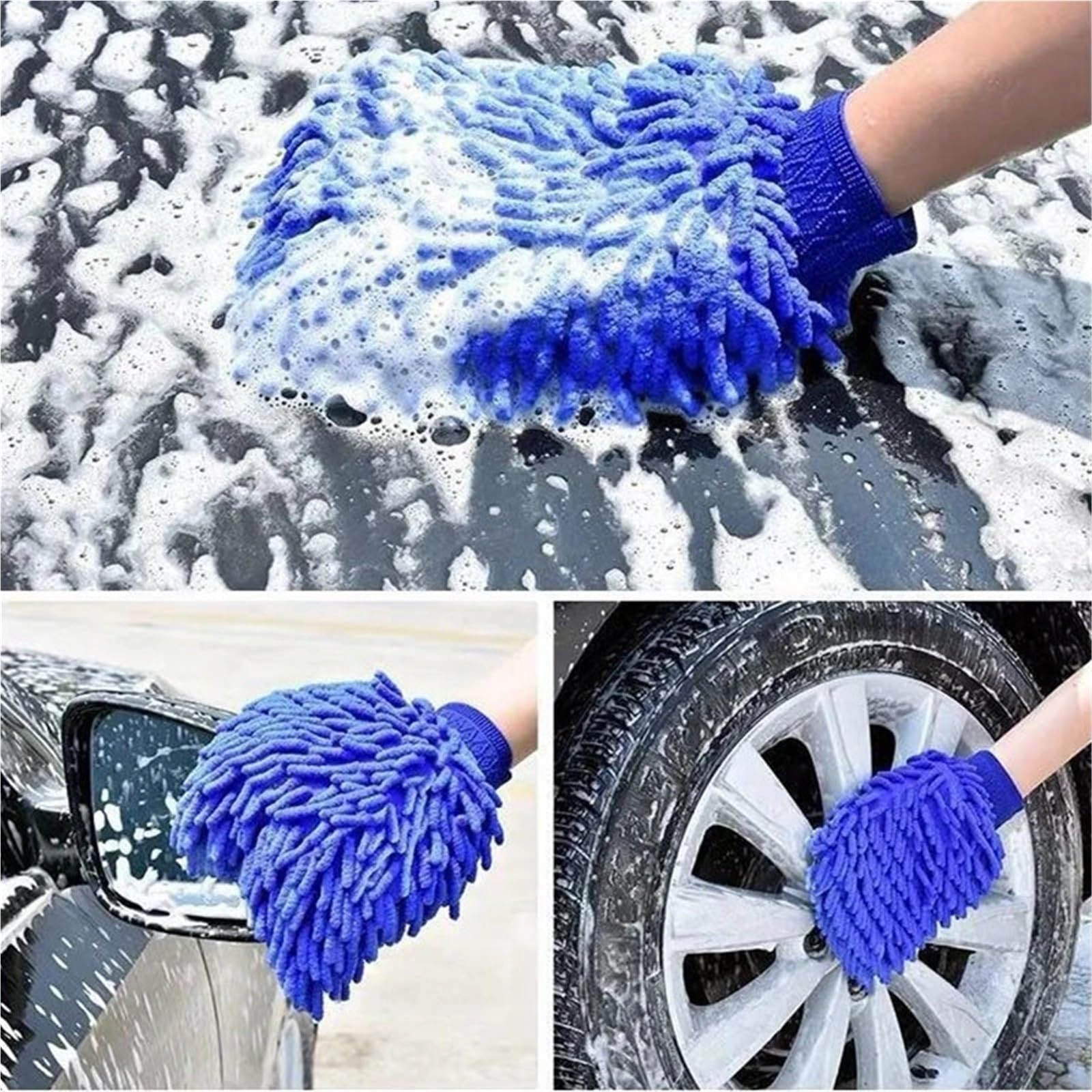 5 Stück Wasserdichte Autowasch-Mikrofaserhandschuhe | Dicker Reinigungshandschuh, Wachs-Detailbürste, Autopflege-Handschuh