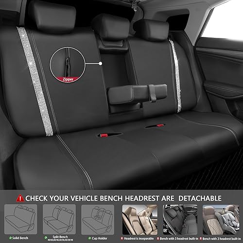 Miniatura 87 de CAR PASS Juego de 11 fundas para volante de color rojo brillante para mujer, cojín de cinturón de seguridad con diamantes de imitación brillantes