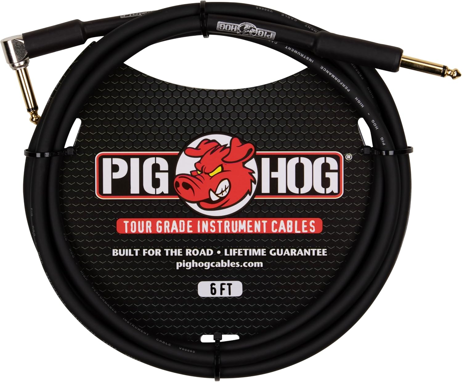 Pig Hog PH6R Instrument Cable Right Angle, 6 Feet