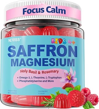 Saffron + Magnesium Glycinate + Omega-3 - Calm Focus Gummies for Kids Teens