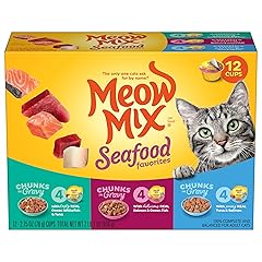 Meow Mix Seafood Favorites Chunks in Gravy Wet Cat Food Variety Pack, 2.75 Ounce (Pack of 12)