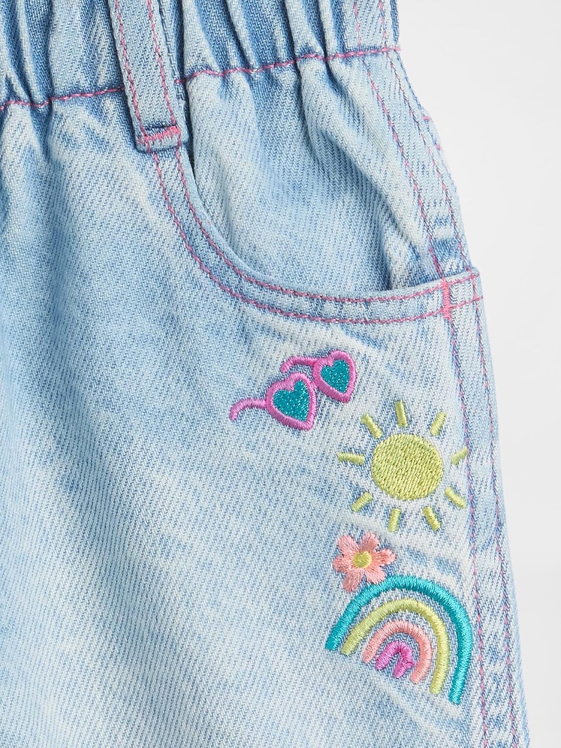 GAP Baby Girls' Embroidered Denim Short