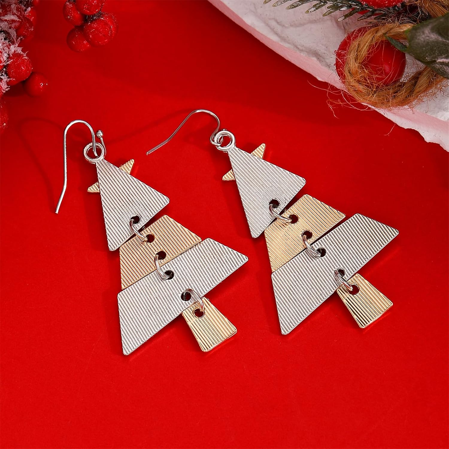 Christmas Earrings for Women,Vintage Acrylic Christmas Tree Earrings Creative Colorful Crystal Christmas Eearrings Party Jewelry Festival Decoration - Image 5