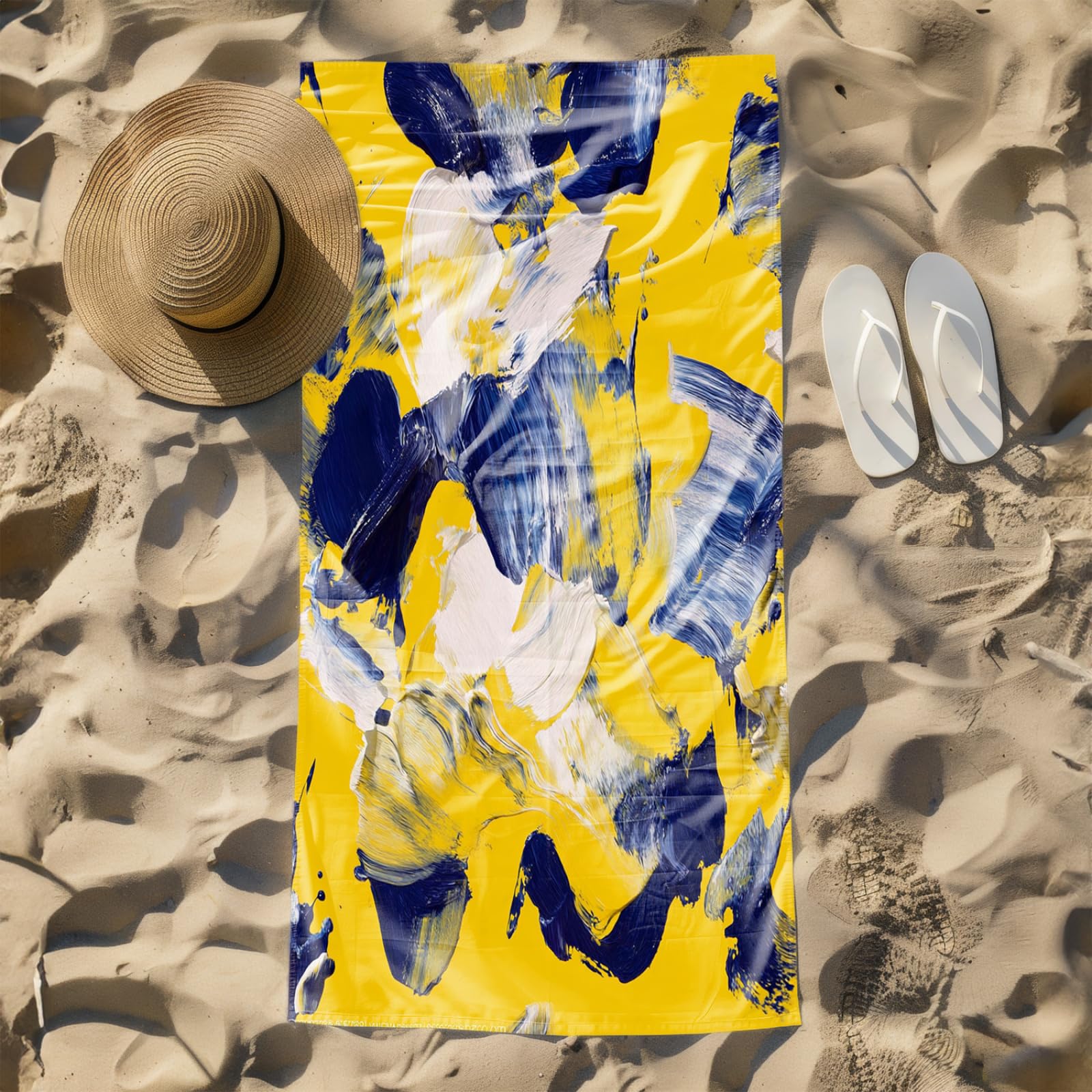 Genérico Toalla Playa 90X180 Azul Amarillo