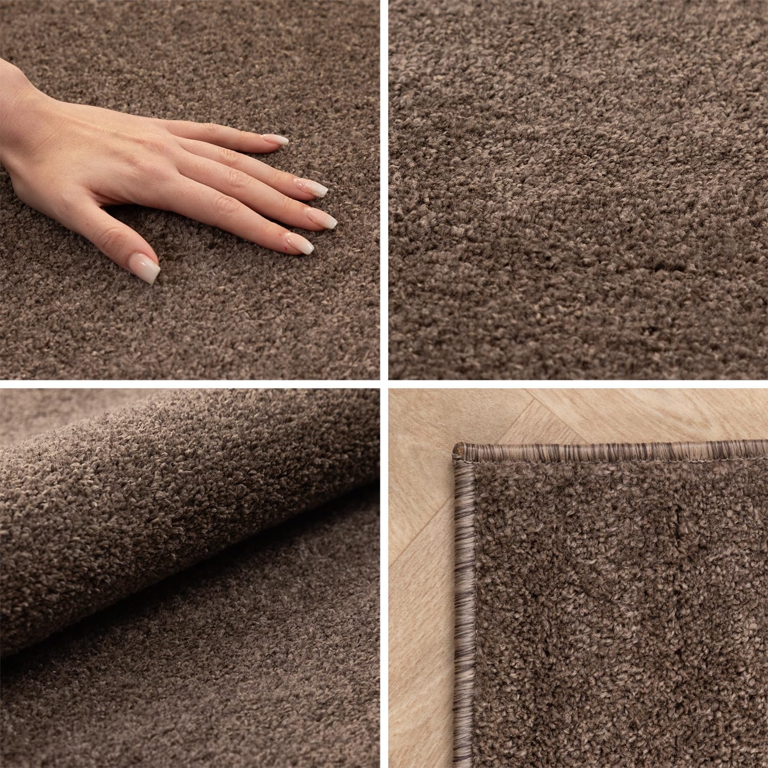 SIMPEX Tappeto 120x170 cm Marrone, superficie a pelo corto omogenea, stile moderno, formato rettangolare con supporto sicuro per soggiorno e camera