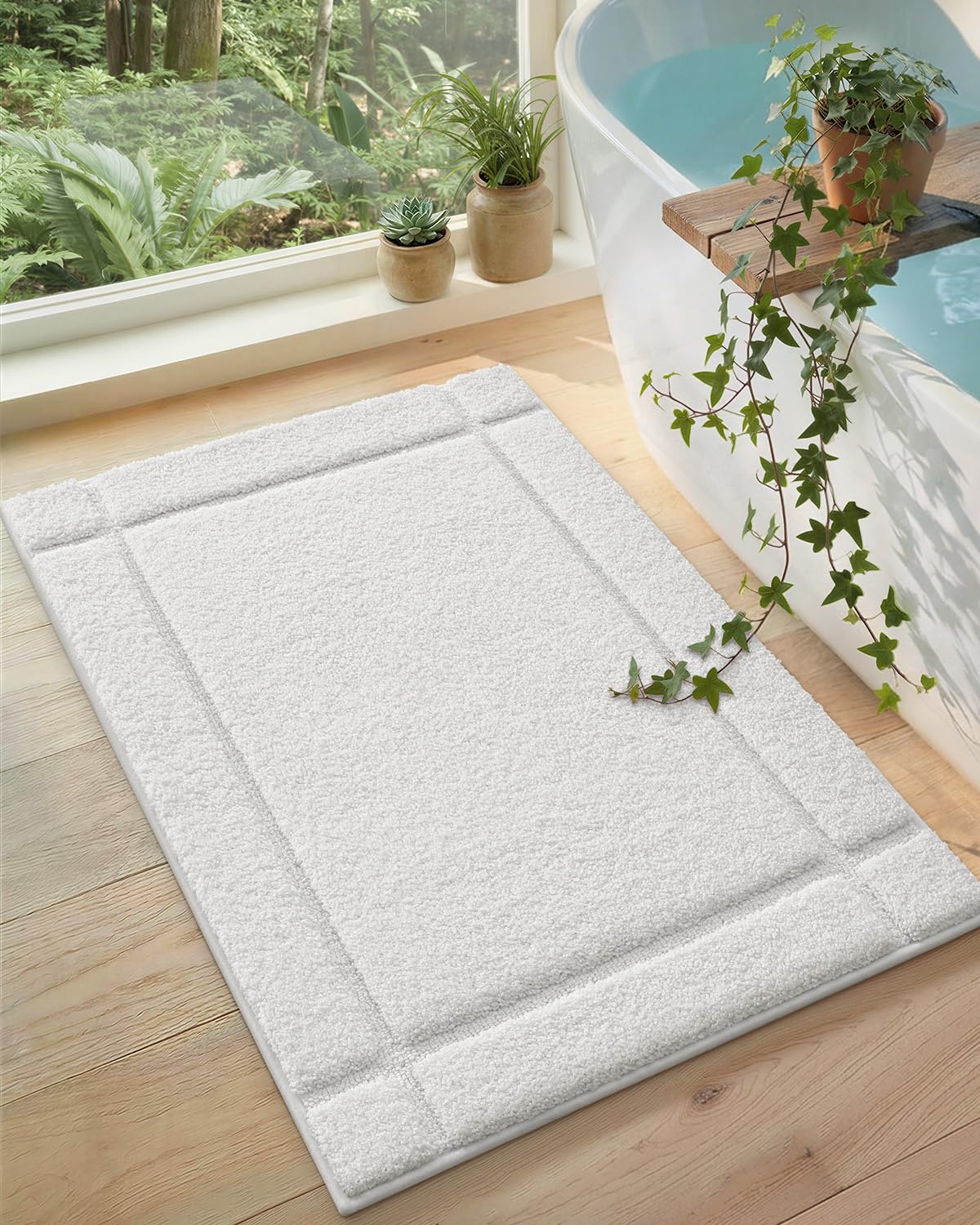 Color and Geometry Bathroom Rug White