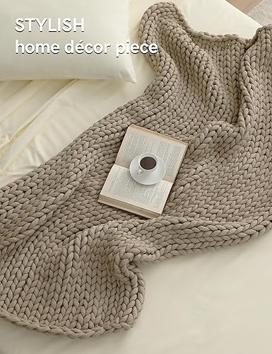 Miniatura 2 de YnM Manta gruesa, tejida a mano con hilo de felpilla, agradable al tacto, ventilada y transpirable, lavable a máquina, pieza de decoración del hogar