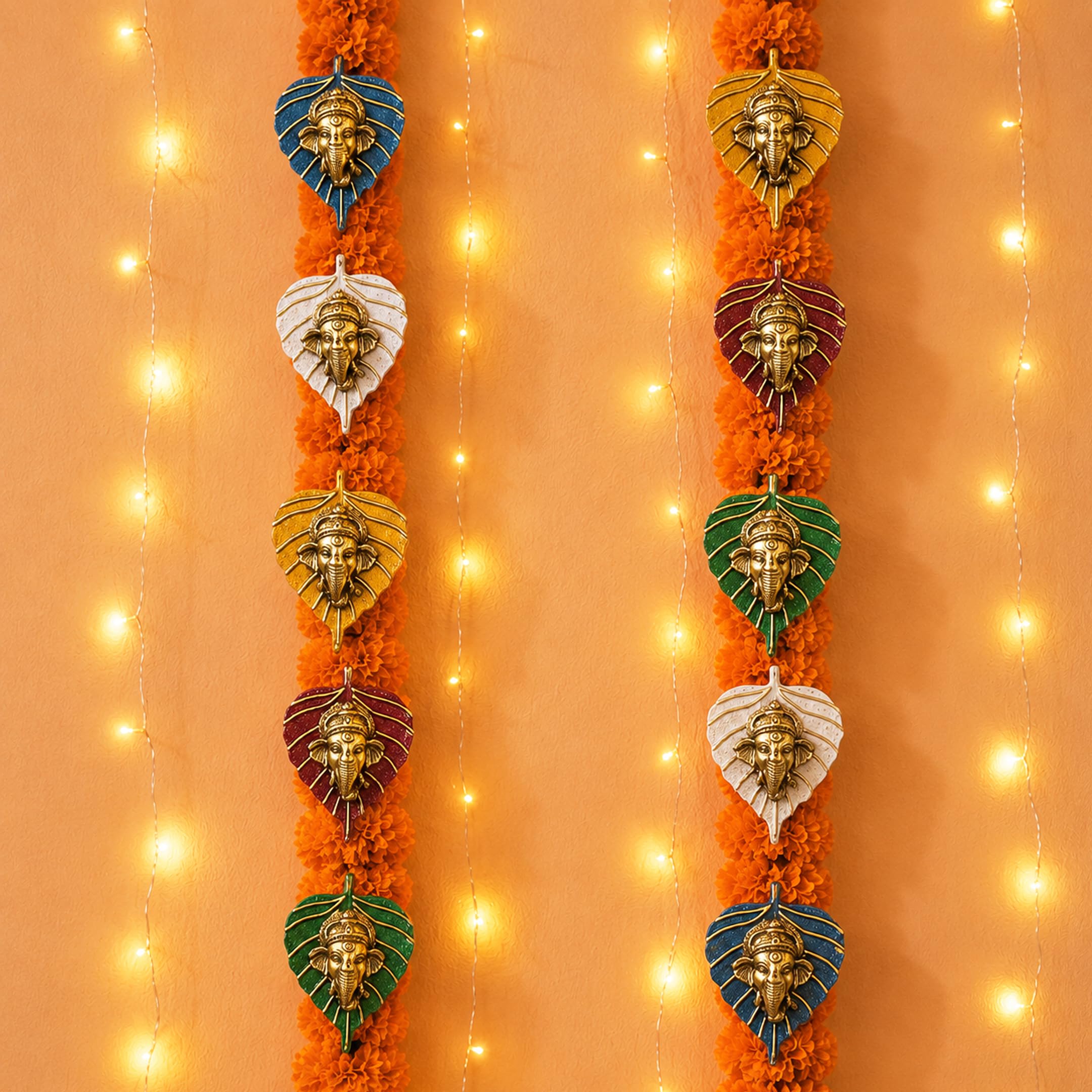 LOVENSPIRE Metalowy liść Ganesha Diwali dekoracja ścienna wisząca do domu i biura parapetówka prezent zwrotny Pooja Favor Ganesha dekoracyjna ścienna wisząca prezentacja opakowanie 1/2/5/25 szt