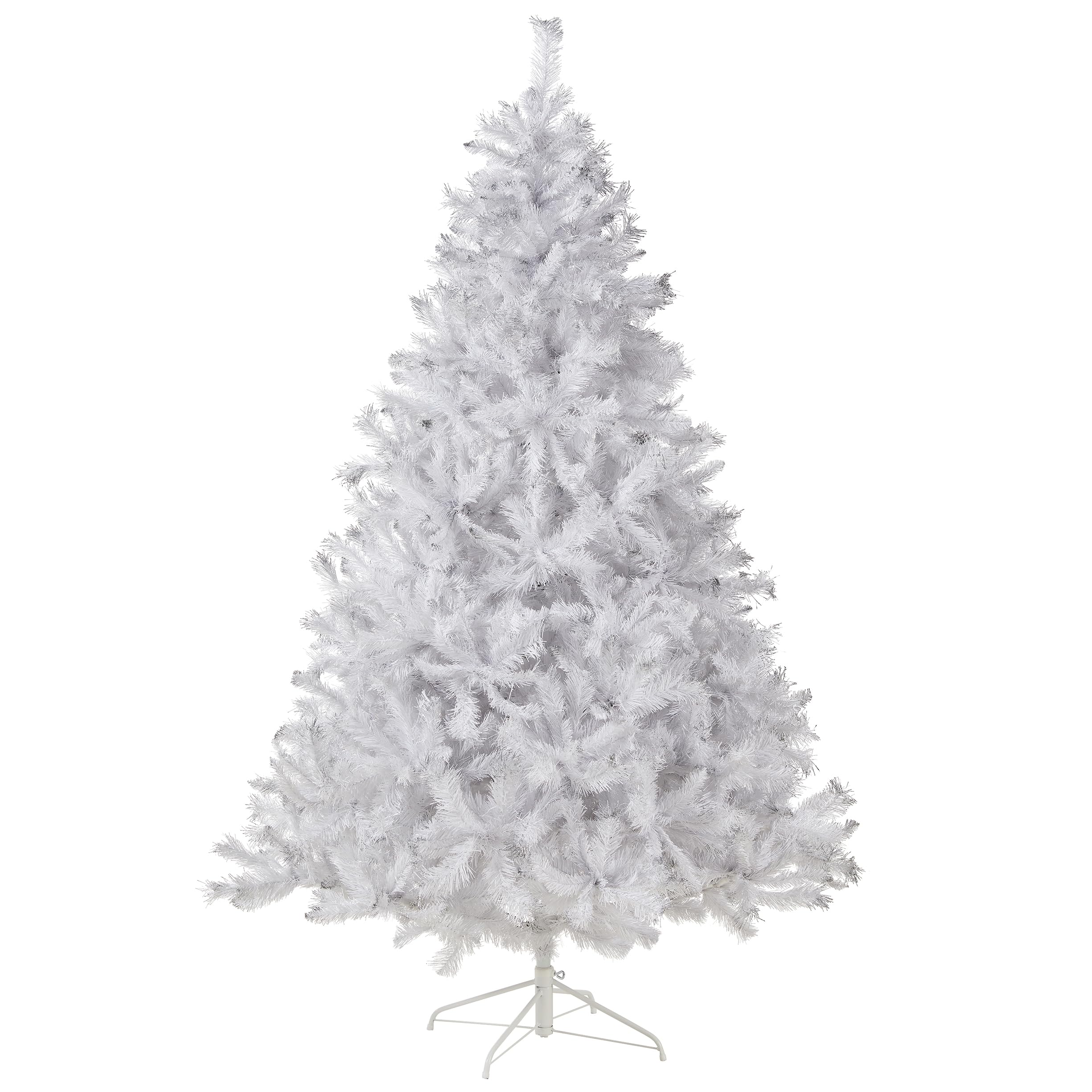 National Tree Company Artificial Christmas Tree | Includes Stand | White With Silver Glitter | Winchester White Pine - 7.5 ft