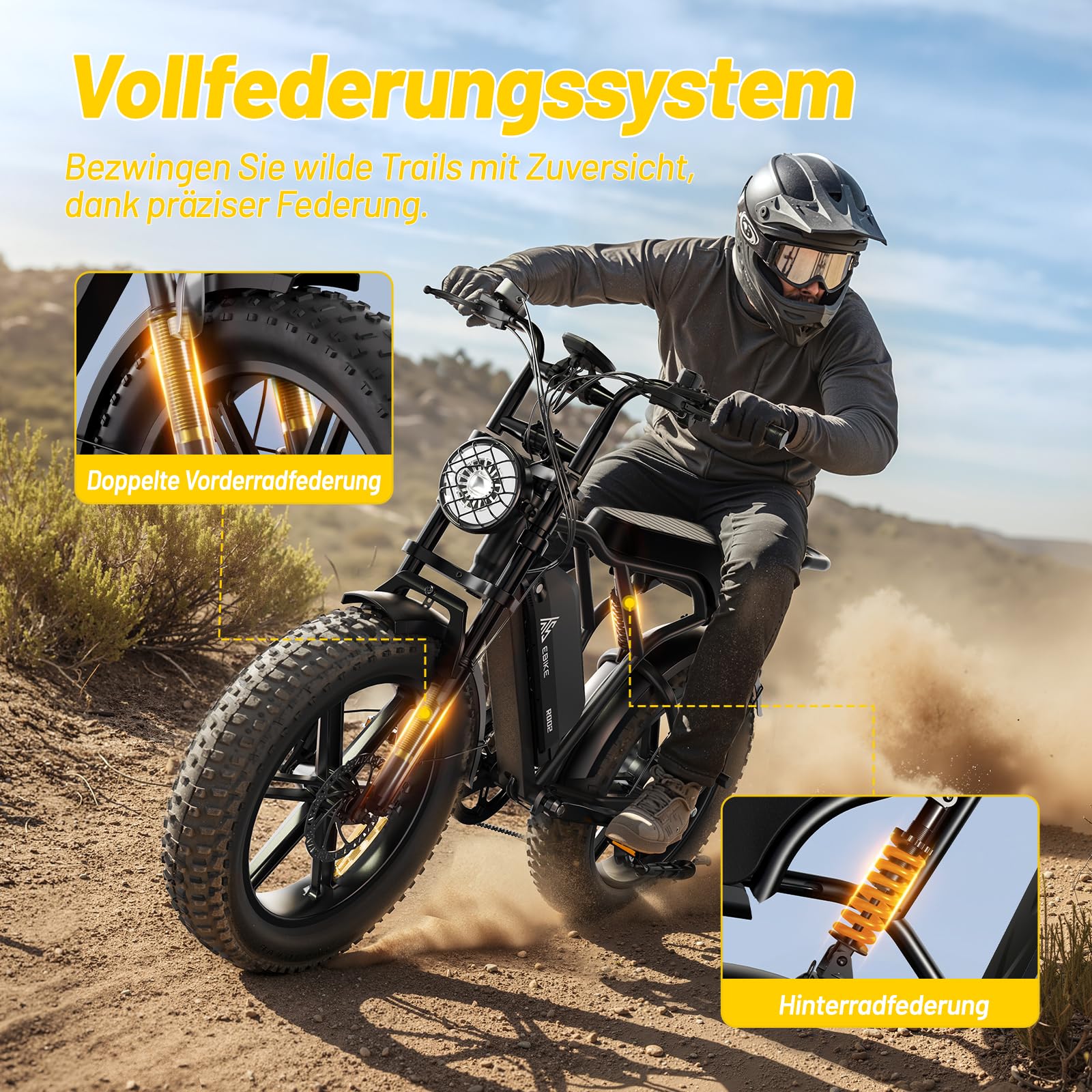 TST E Bikes Mountainbike Fatbike 20 Zoll Elektrofahrrad Herren Damen Elektro Fahrrad mit APP-Steuerung und Federung, E Fatbike 48V 15Ah/ 25Ah Batterie 250W Motor 25km/h E Fahrrad