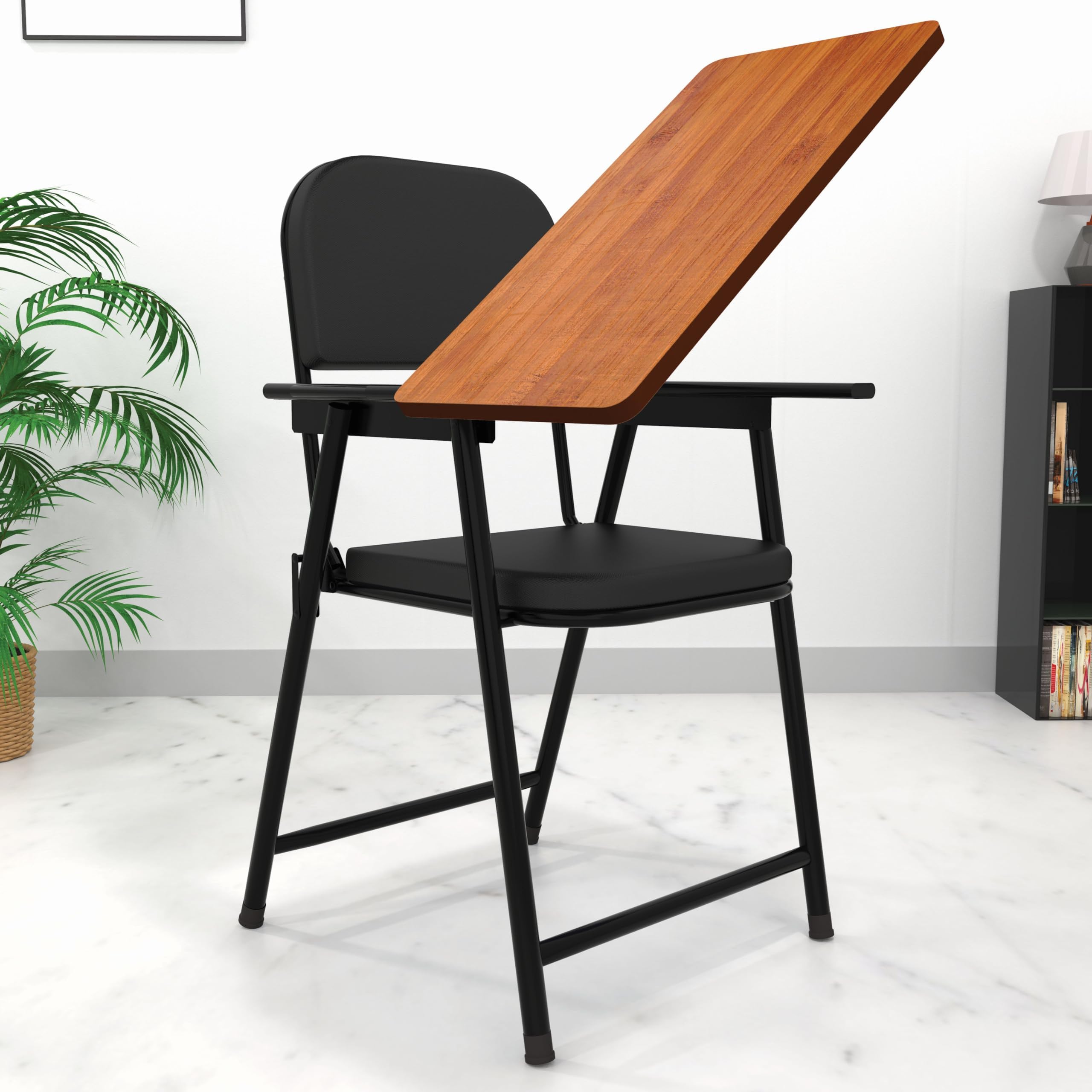 Folding Chair with Cushion & Adjustable Writing Pad Multipurpose Ergonomic Design (with Tablet)
