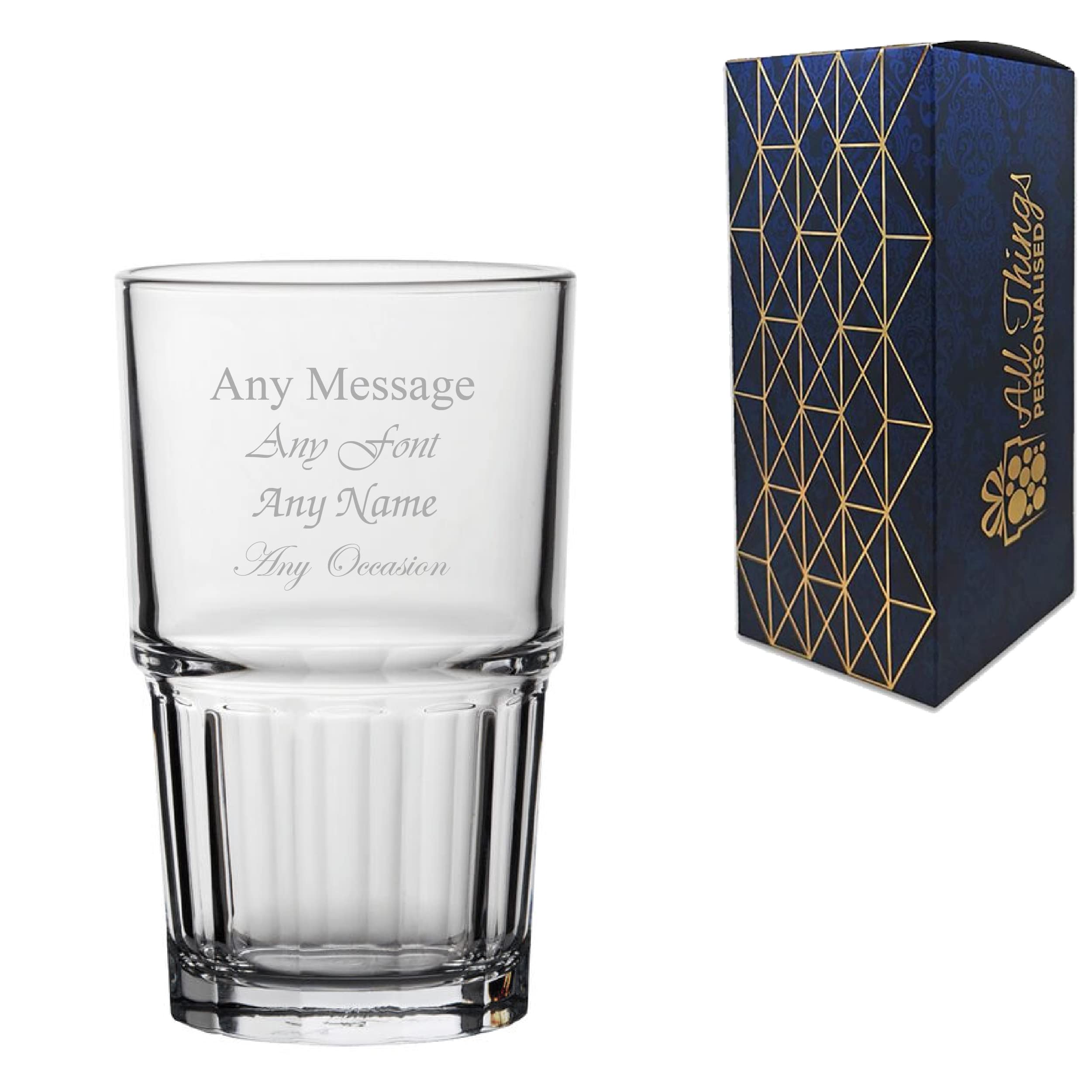 Vaso de hiball endurecido personalizado grabado de 295 ml, cualquier mensaje para cualquier ocasión, como cumpleaños, bodas, Navidad, Pascua, graduación, grabado en el Reino Unido