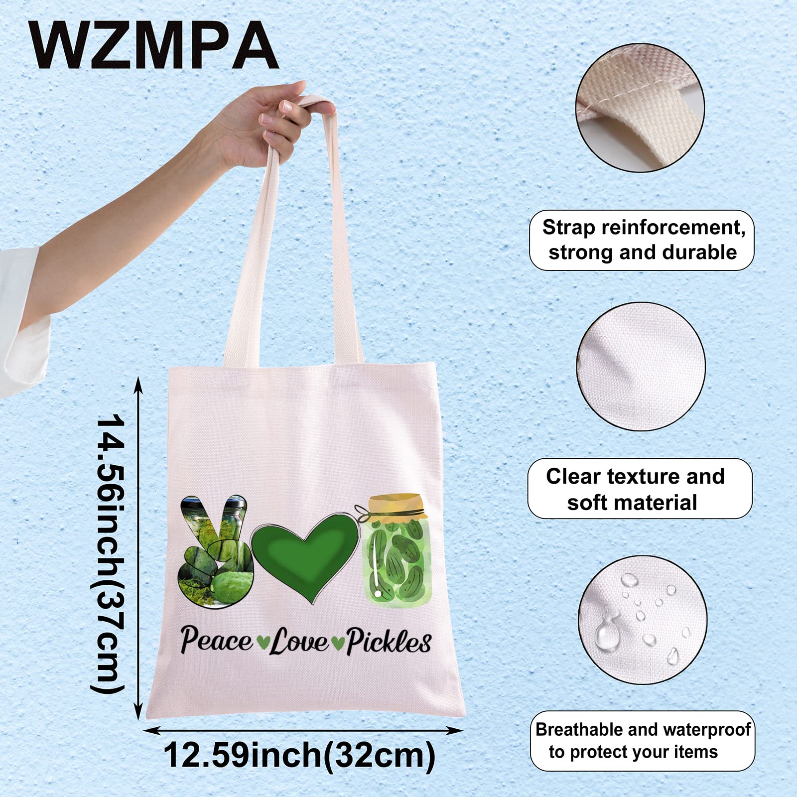 WZMPA Pickle Lover Cosmetic Makeup Bag Pickle Party Gift Peace Love Pickles Makeup Zipper Pouch Bag Pickle Merchandise (Peace Pickles TG)