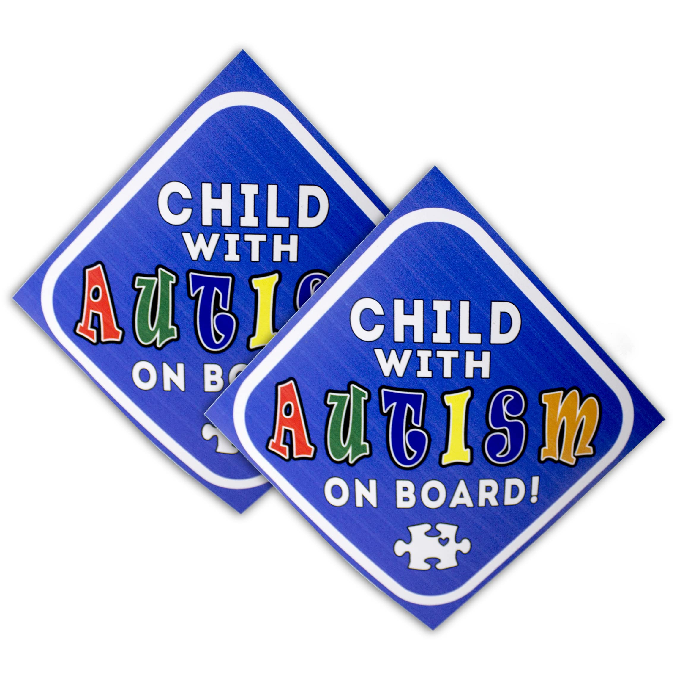 VIBE INK 2-Pack Child with Autism On Board Alert Responders and Autistic Occupant in Vehicle Stickers Decals for Car Truck Van SUV Window