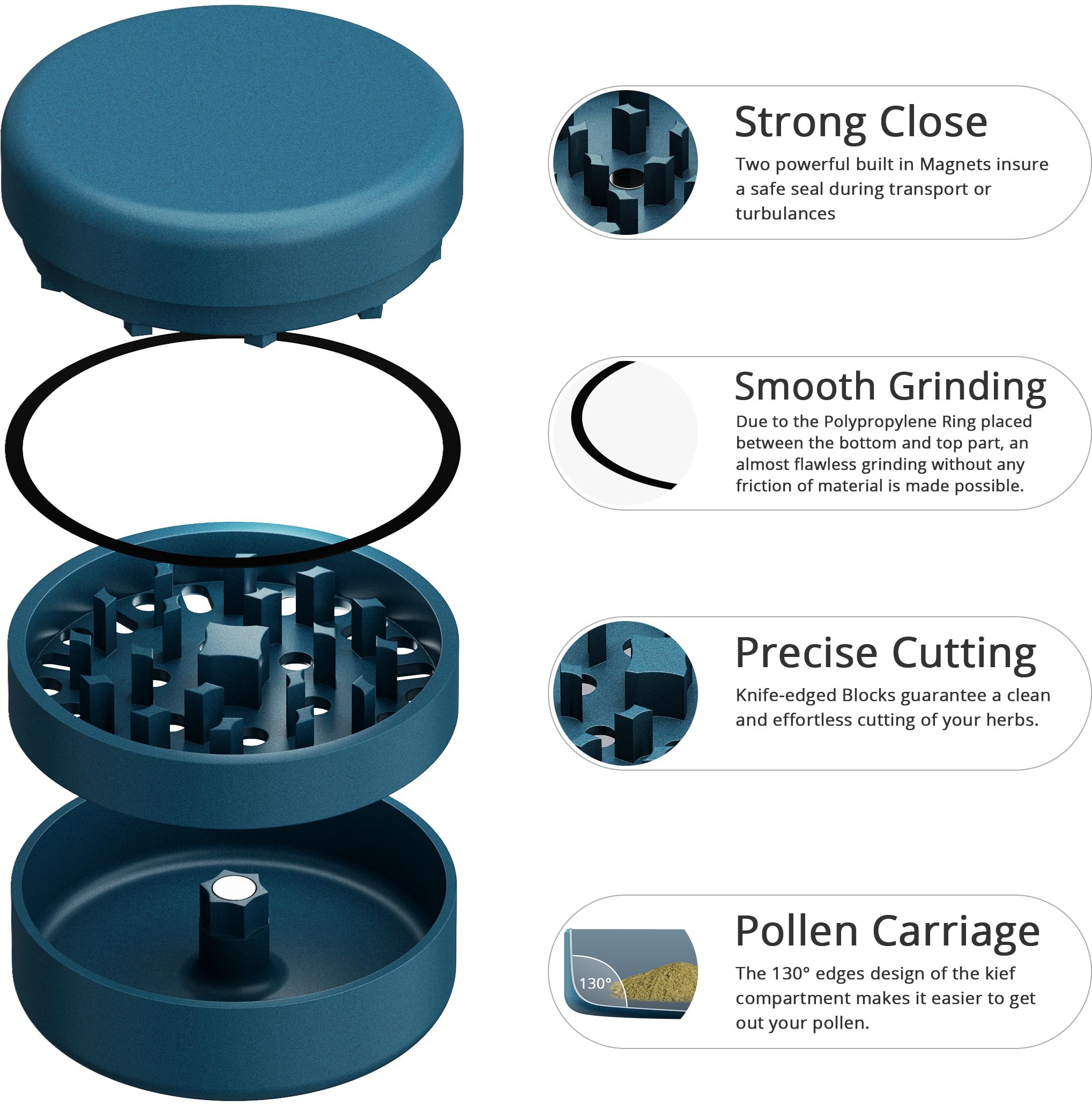 Keramik Grinder Crusher Kräutermühle 3-teilig Nano Keramik beschichtet
