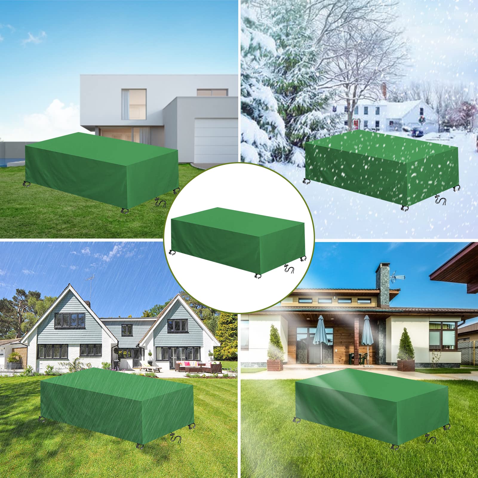 Fundas impermeables para muebles de jardín, 120 x 120 x 75 cm, tela Oxford 420D verde para exteriores, rectangular, cuadrada, protección de sofá y silla, fundas duraderas para patio