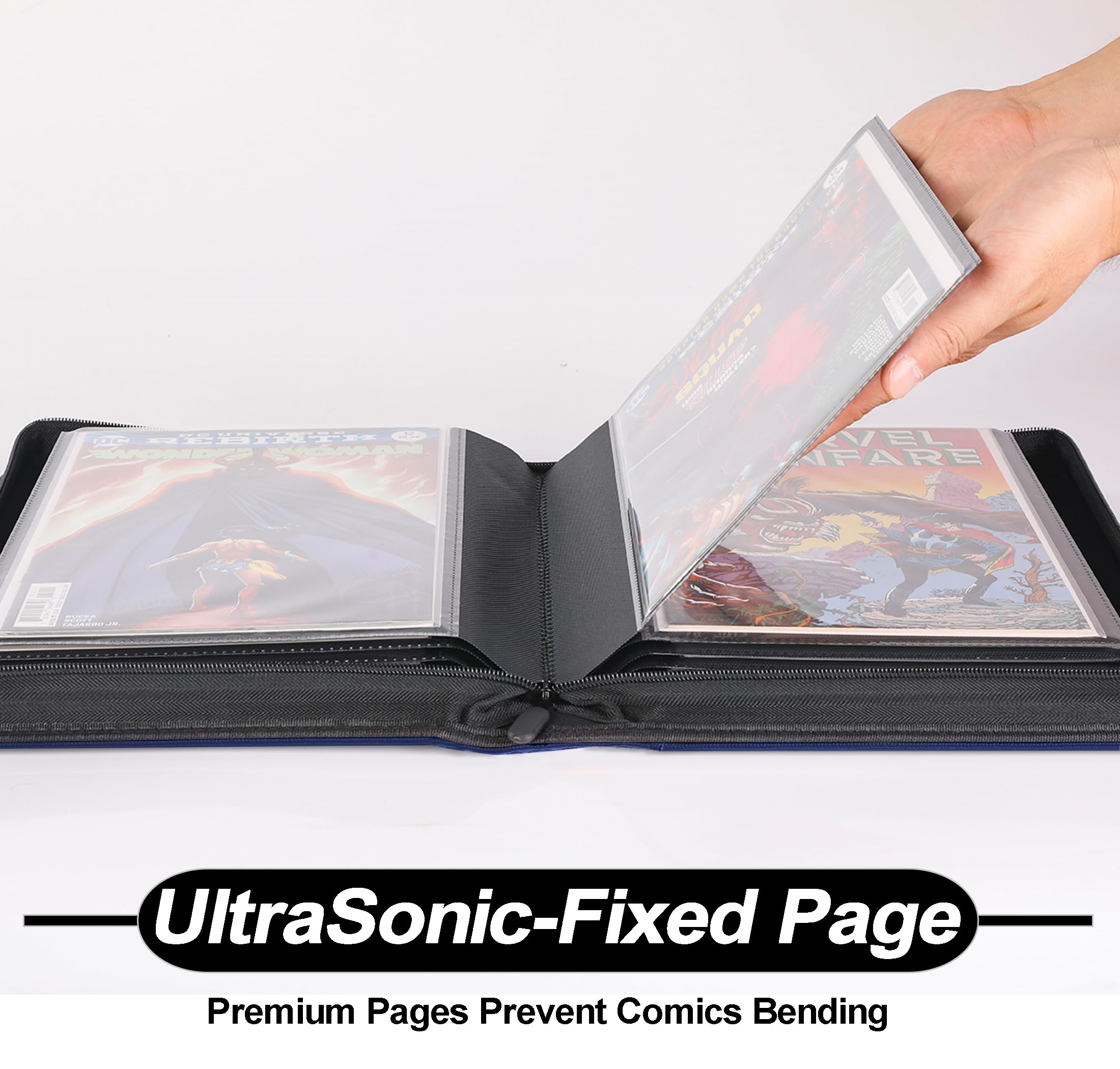 D DACCKIT Comic Binder，Comic Book Album with Sleeves Fits Regular Comics and Comic Bagged and Boarded - Comic Storage Binder Holds 24 Comic Books（Model A，Classic Black）