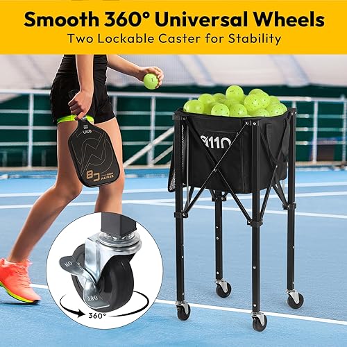 Miniatura 5 de A11N - Tolva de pelota de tenis de pickleball  Cesta resistente de gran capacidad para 120 pelotas, equipo de práctica de pickleball