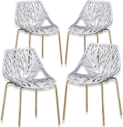 Vista 16 de Juego de 2 sillas de comedor con recortes grises, modernas sillas de estilo arbolado de abedul para comedor, hoteles, restaurantes, interiores