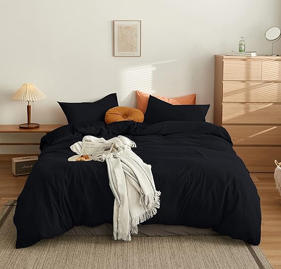 MOHAP Bedding Double Duvet Cover Set 3 PCS Plain Brushed Microfiber