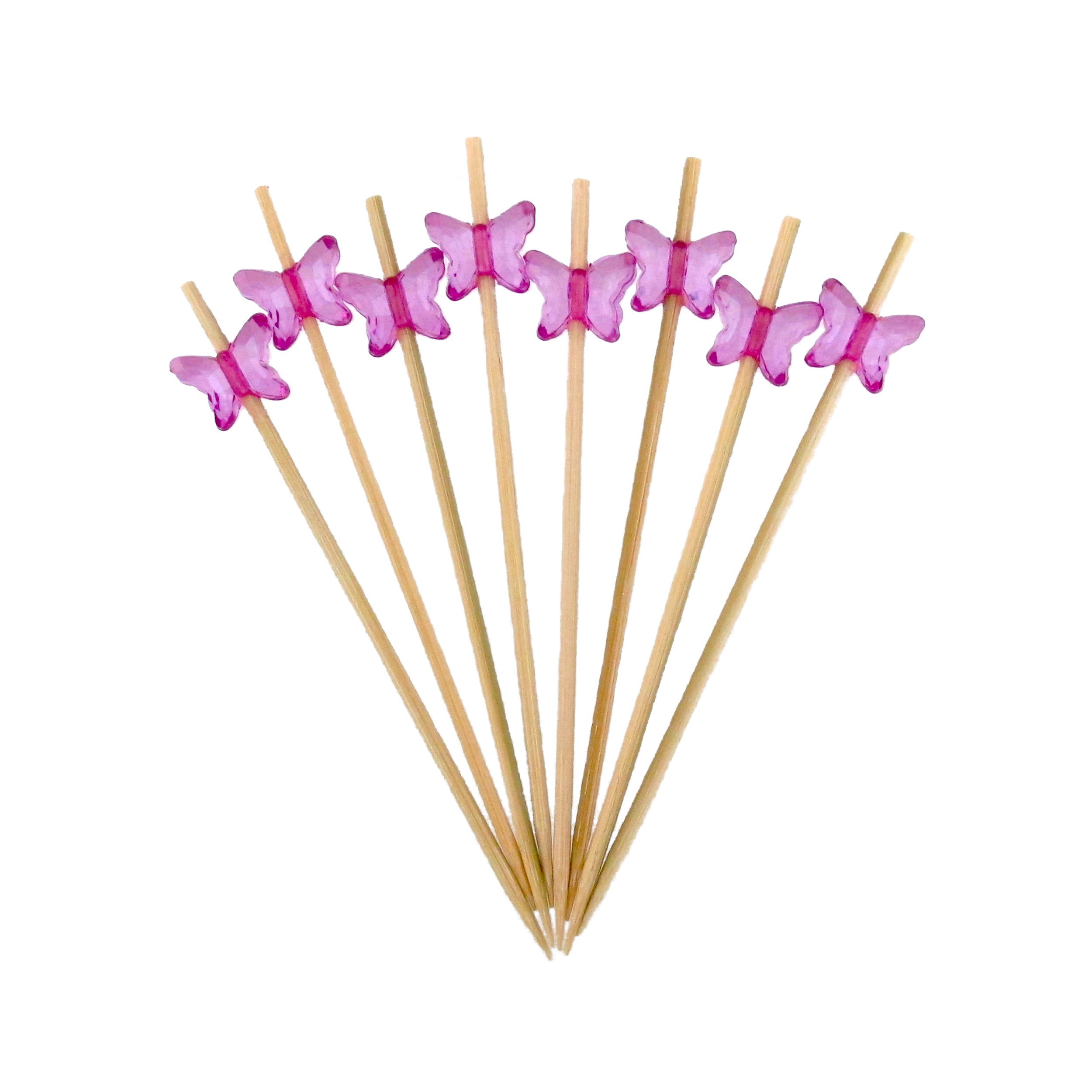 Pique en bambou papillon violet pour réussir la décoration de vos mignardises