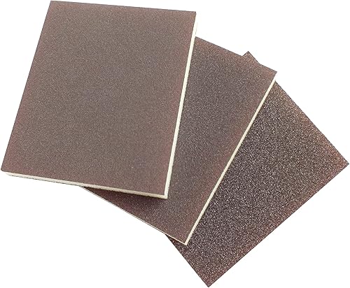 TechDiamondTools Juego de 3 esponjas de lijado húmedo y seco, esponjas de lijado abrasivas con borde biselado, kit de esponja de arena lavable y