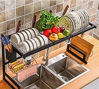 Vista 6 de MRXFN Drain Rack Large Dish Drainer, Shelf Drainer for Dishes, Over The Sink Dish Drying Rack Stainless Steel Kitchen Dish Drainer Rust Proof Sink