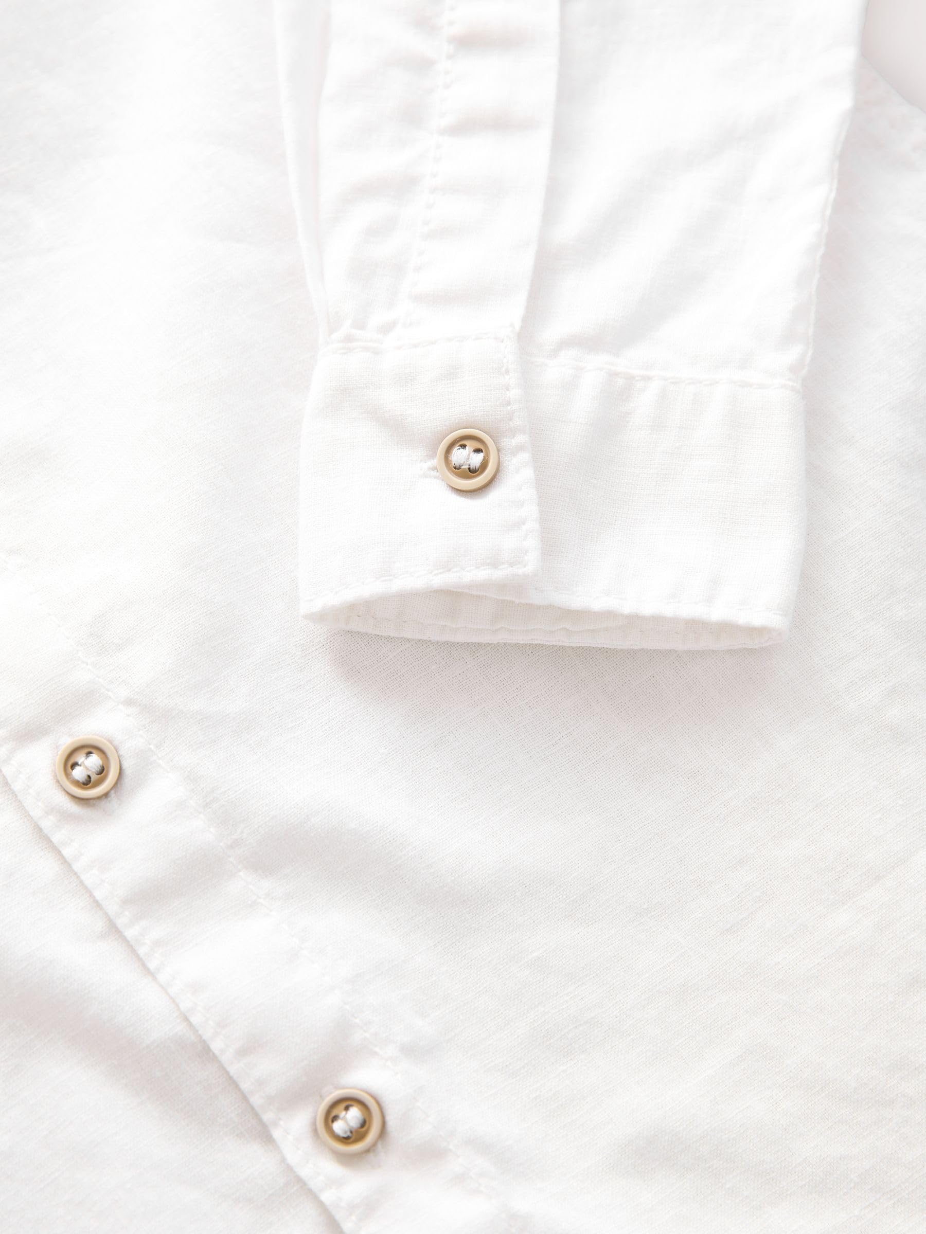 NEXT Niños Camisa de Manga Larga con Cuello Henley de Mezcla de Lino