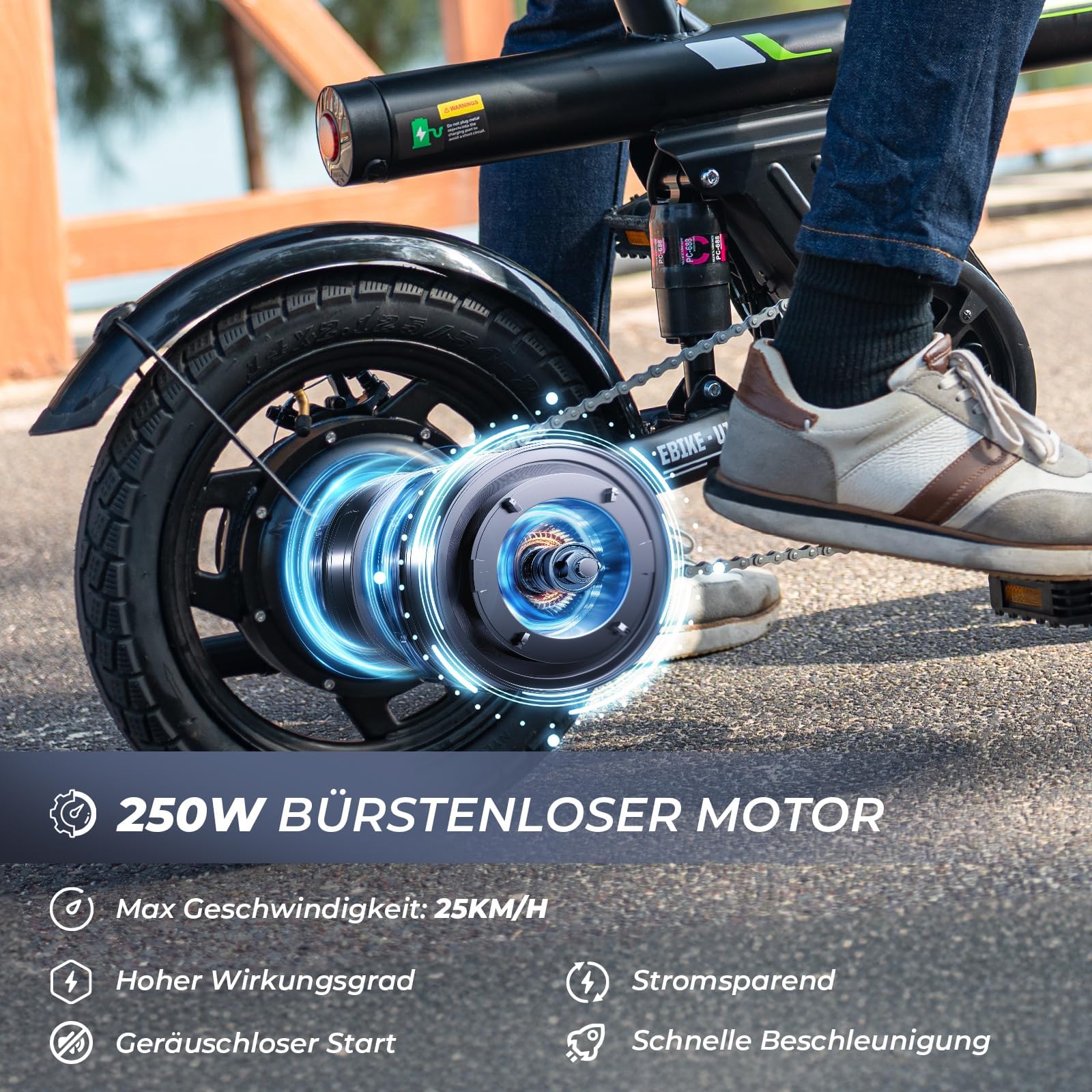 Finbike E Bike Klapprad,14 Zoll Elektrofahrrad 7.8Ah Akku,250W Kompakt Elektrofahrräder mit 3H Schnellladung,3 Fahrmodi,3 Geschwindigkeitsmodi,Reichweite MAX 45km,Electric Bike für Herren und Damen