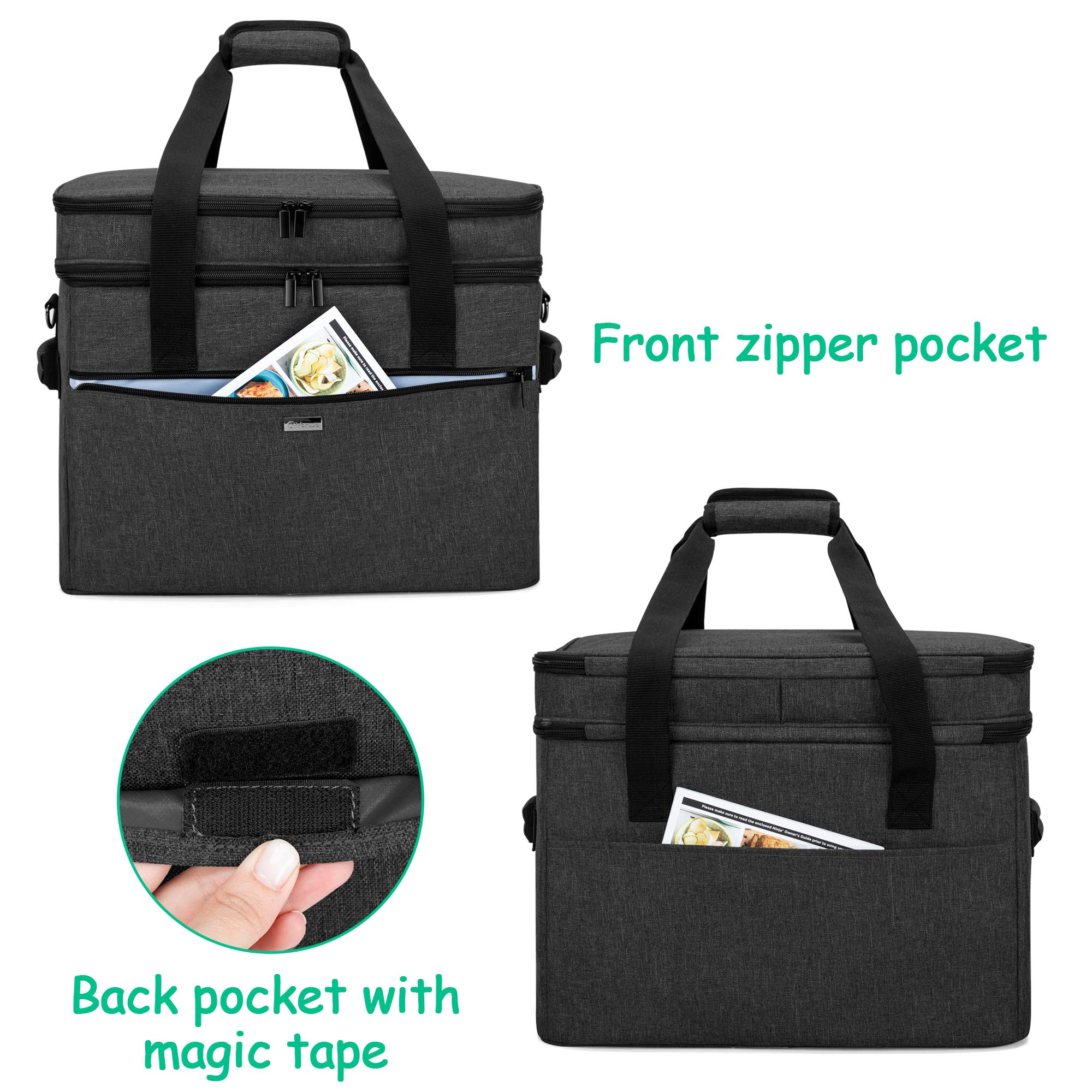 Bolsa de viaje grande para olla de cocción lenta compatible con Crock-Pot/Hamilton Beach de 8 a 10 cuartos de galón, doble capa para electrodomésticos y accesorios de cocina, versión mejorada, 4