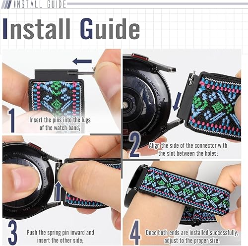 Miniatura 4 de Runostrich Correa de reloj de nailon de liberación rápida  0.709 in, 0.748 in, 0.787 in, 0.866 in, correas elásticas ajustables de repuesto de