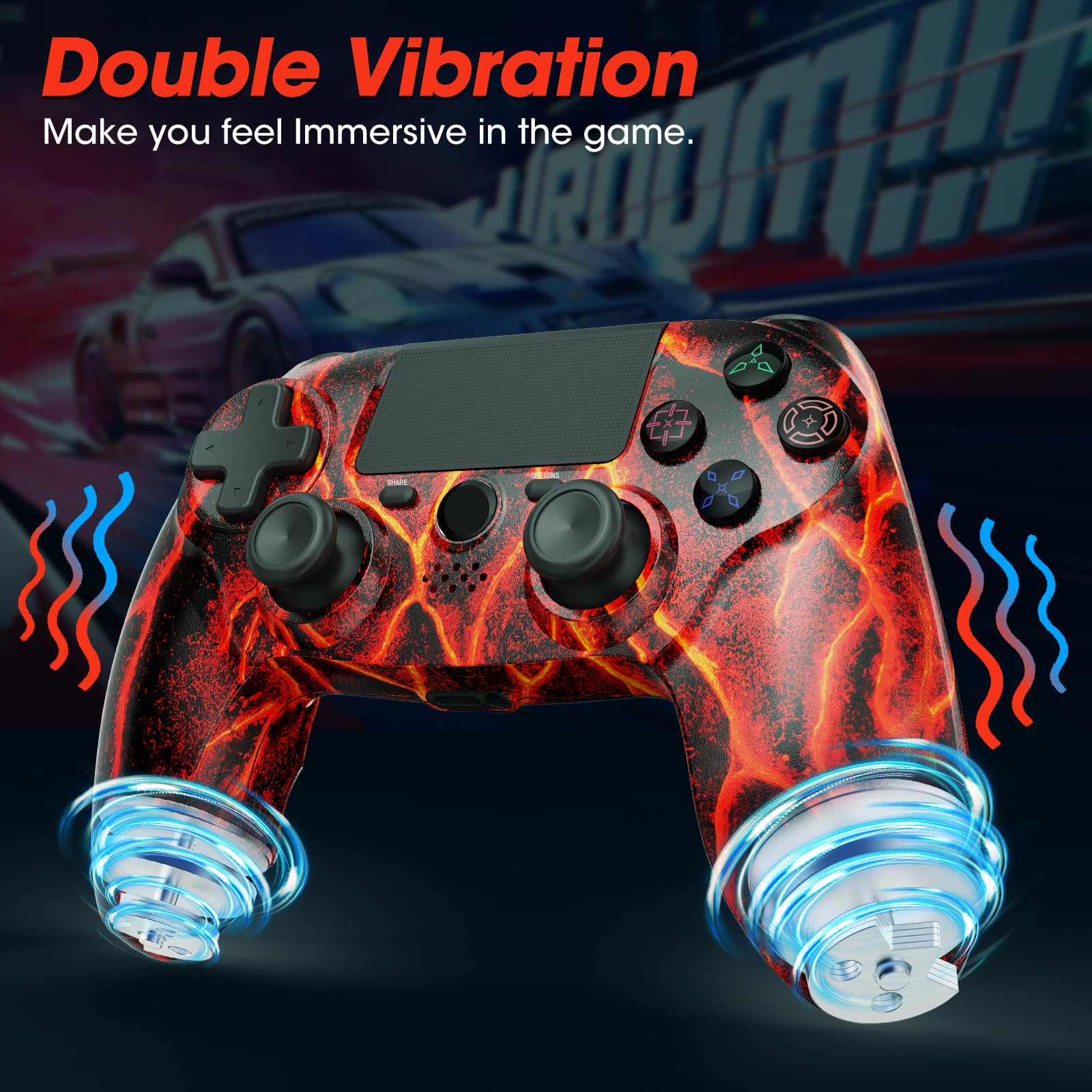hcsc ps4 controller bluetooth-compatible vibration gamepad for wireless joystick Wireless Bluetooth Gaming Controller for PS4 PC Gamepad Joystick for Playstation  4/Pro/Slim Console with Dual Vibration shock/6-axis Gyro Sensor/Audio  Function PC/IOS/Android/Steam(Red) main image 0