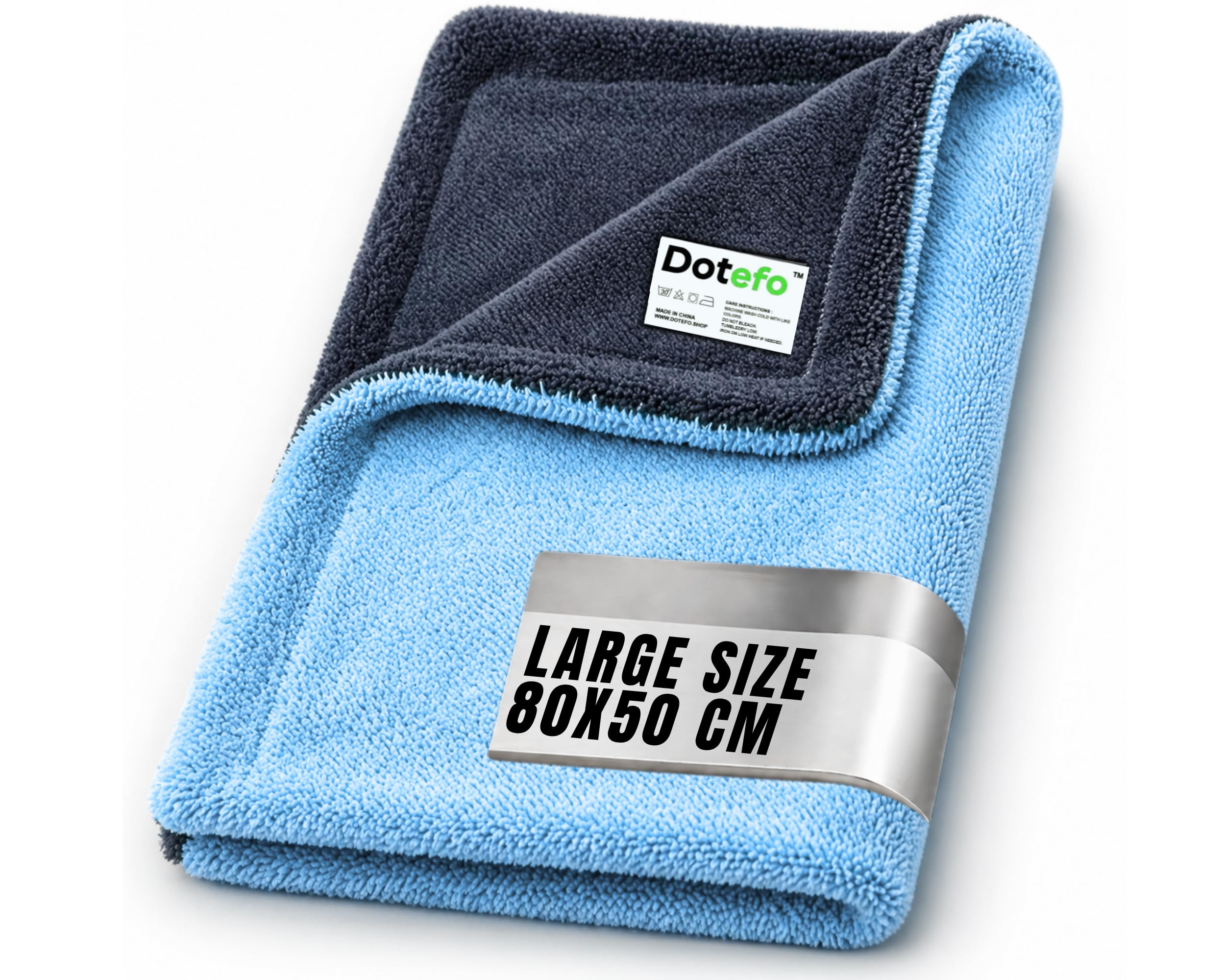 Double Side 8O x 5O Large Dotloop Microfiber Cloth for Car Drying - 1200 GSM Twisted Loop Super Absorbent Towel - Edgeless Design with Plush Pile, Lint Free Cloth for Drying-image-17