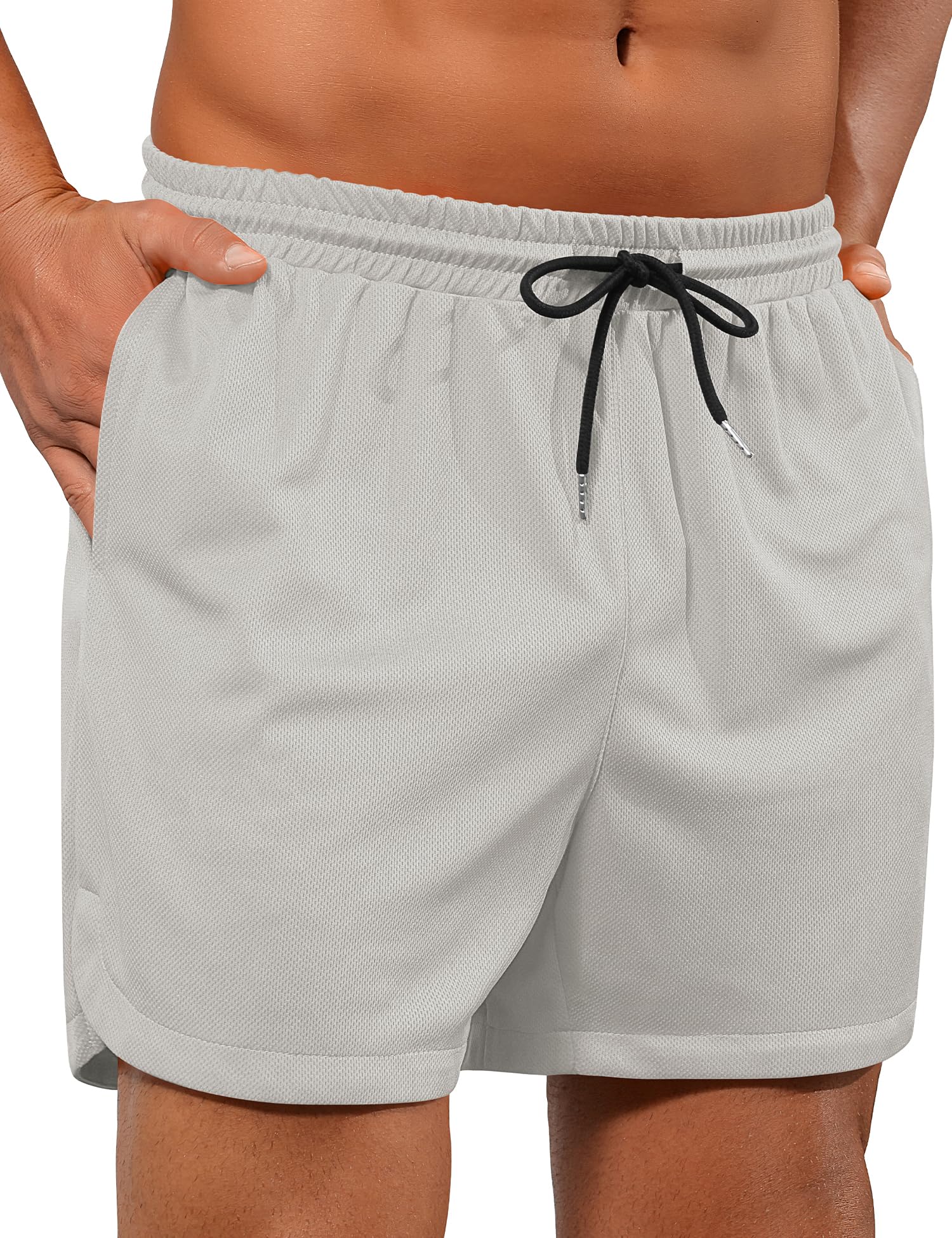 Babioboa Mens Shorts Gym Quick Dry Athletic Workout Sports Lightweight Running Shorts with Zip Pocket Towel Loop