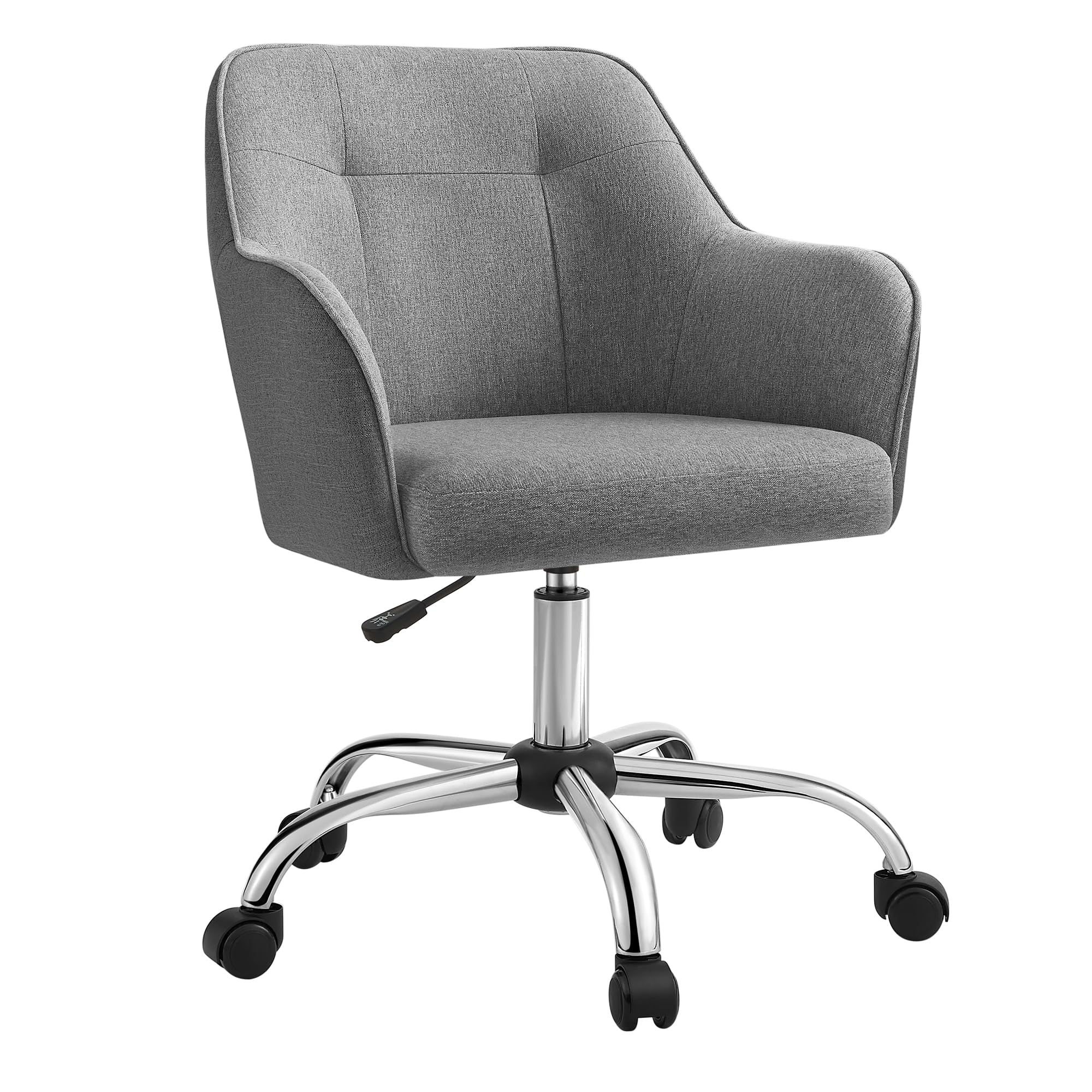 SONGMICS Chaise de Bureau, Fauteuil Ergonomique, Siège Pivotant, Réglable en Hauteur, Capacité 110 kg, Cadre en Acier, Tissu en Coton-Lin Respirant, pour Bureau, Chambre, Gris OBG019G01