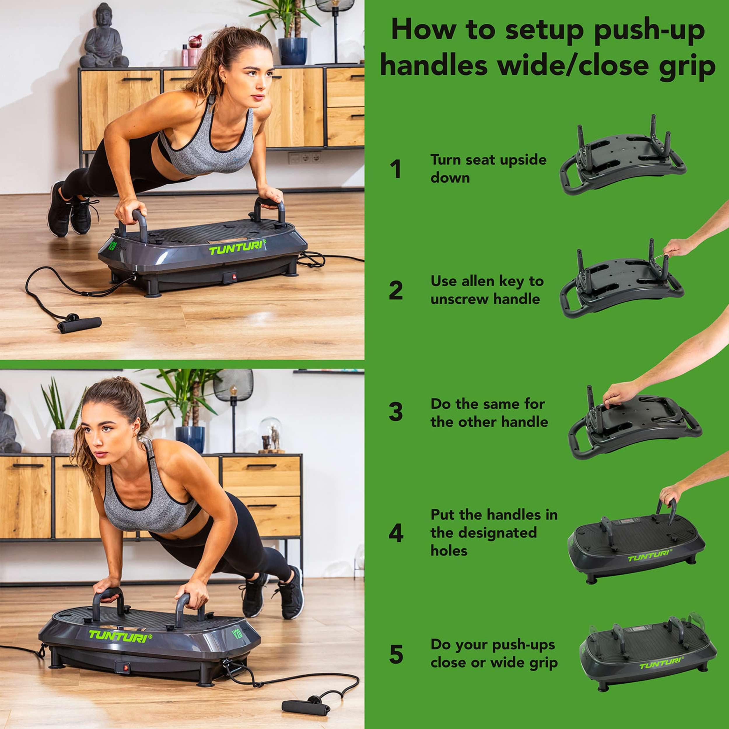 Tunturi Plateforme Vibrante Cardio Fit V20 - Plaque de Fitness et Cardio-Training Oscillante pour Perte de Poids