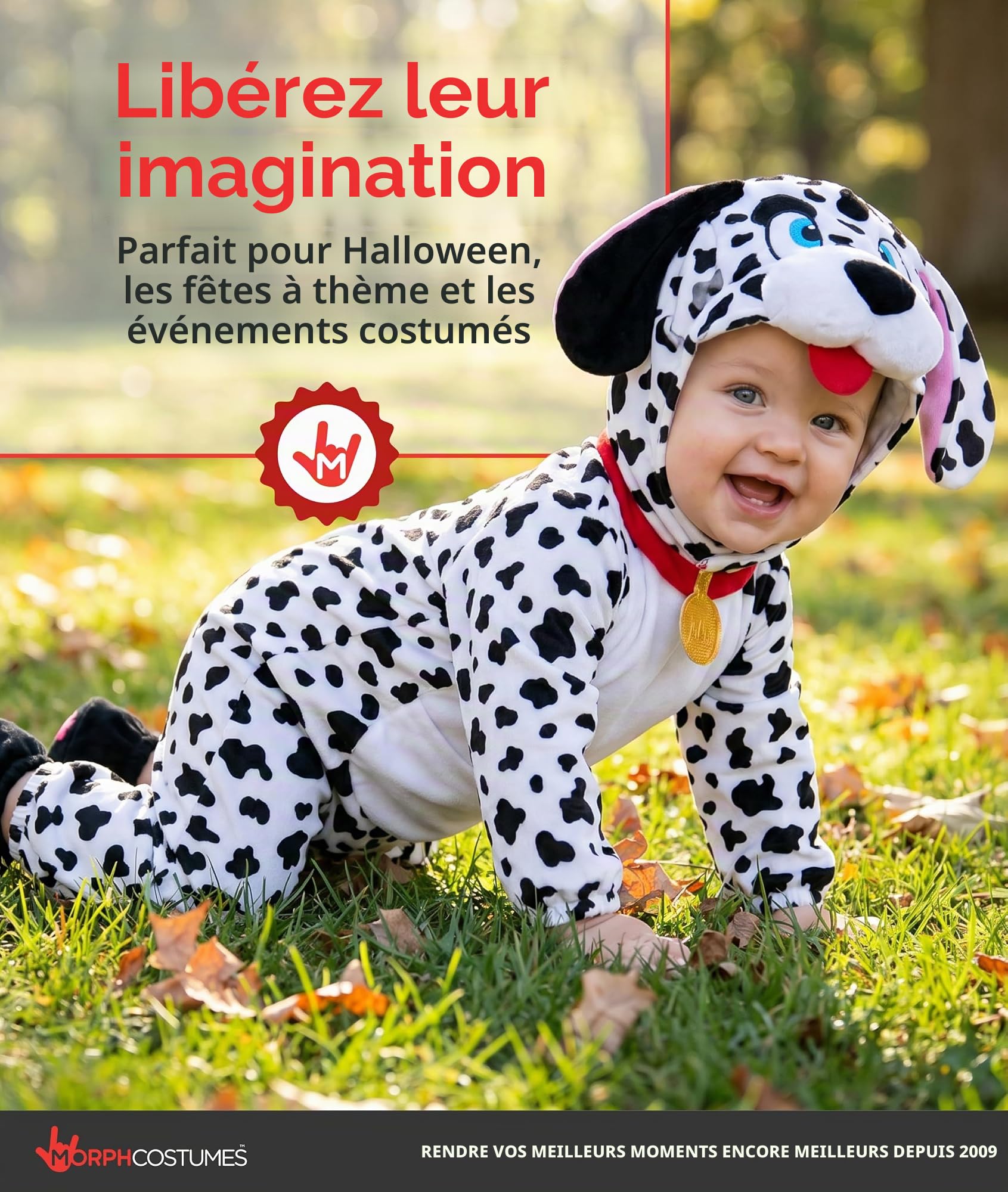 Morph Deguisement Dalmatien Enfant, Costume Chien Halloween