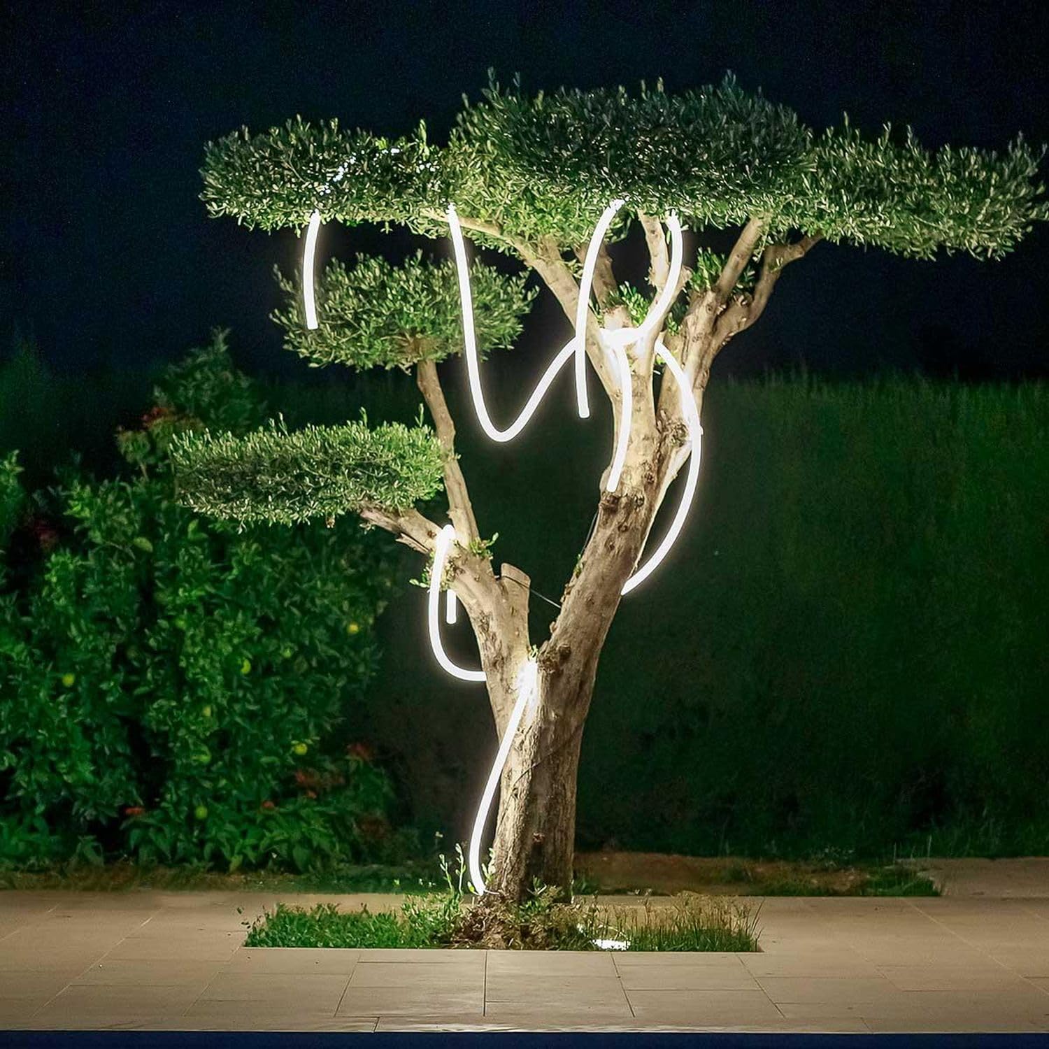 Licht-Erlebnisse LED Lichtschlauch außen 3m lang + 4m Kabel Stecker IP65 3000 K lm warmweiß Modern Gartenbeleuchtung Außenlampe Balkon Garten Terrasse