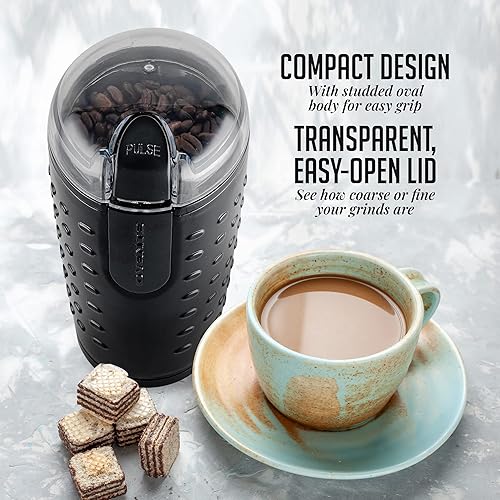 Miniatura 3 de OVENTE KG516B + CG225B - Juego de molinillo eléctrico de grano de café y hervidor eléctrico de 1.5 L, calentador de agua de vidrio borosilicato de