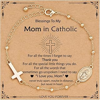 Catholic Virgin Mary Cross Bracelet Gifts for Girls Teens Women, Rosary Beads Charm Link Chain Bracelet Christmas Christian Religious Jewelry Gifts