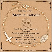 Catholic Virgin Mary Cross Bracelet Gifts for Girls Teens Women, Rosary Beads Charm Link Chain Bracelet Christmas Christian Religious Jewelry Gifts