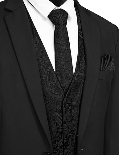 Miniatura 2 de COOFANDY Conjunto de chaleco de Navidad para hombre, 3 piezas, chaleco jacquard de cachemira y corbata cuadrada de bolsillo para fiesta