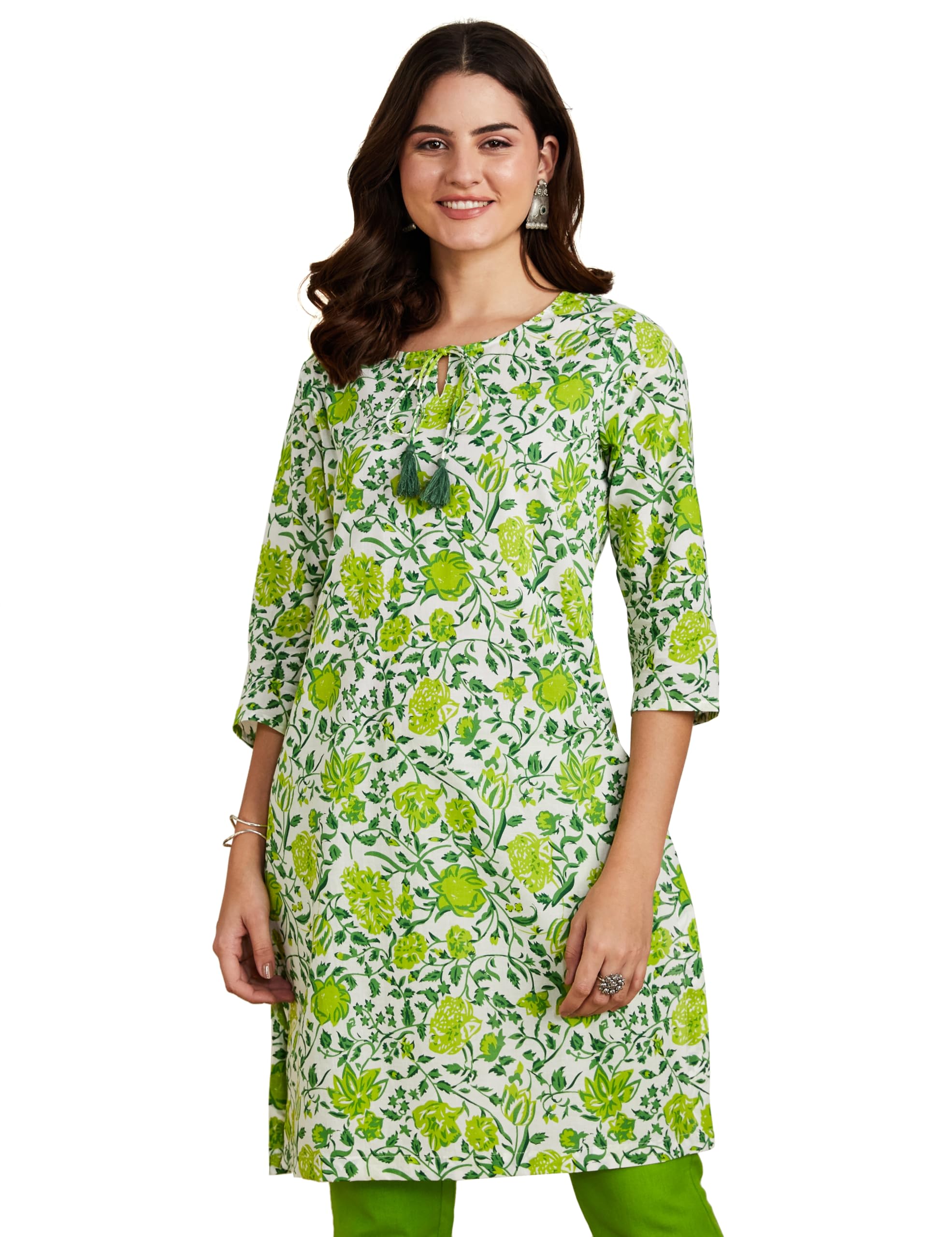 Amazon Brand - MyxWomen's Cotton Regular Fit Kurta | Available in Plus Size