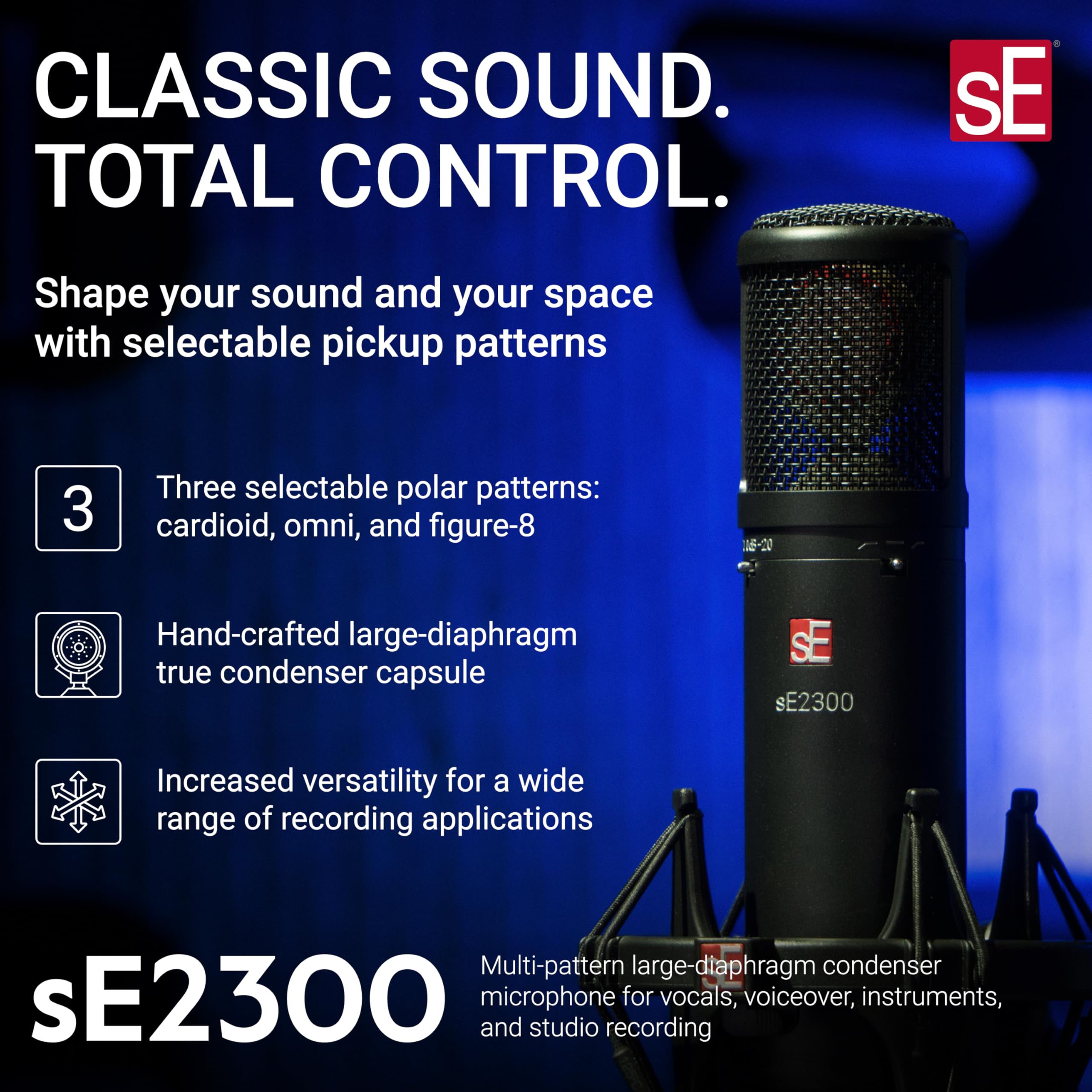 Amazon.com: SE ELECTRONICS sE2300 Multi-Pattern Large Diaphragm