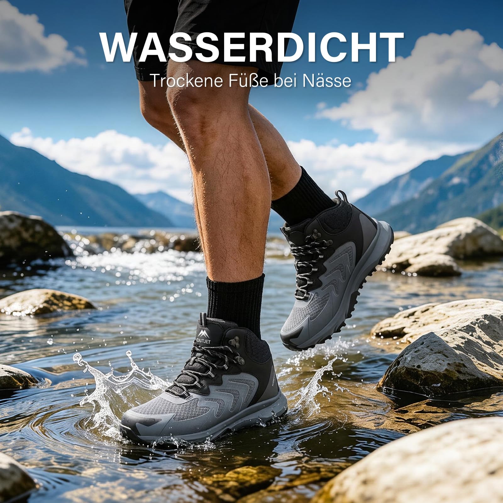 Wanderstiefel Herren Wasserdicht und Leichte, Wanderschuhe Hiking Schuhe Outdoor