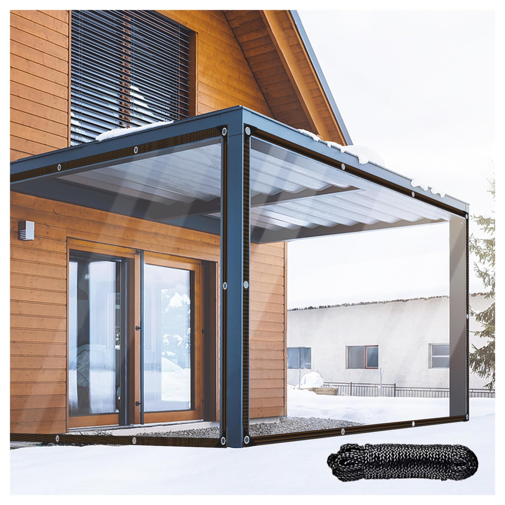 GLDYTVF Transparent Waterproof Tarp for Outdoor Gazebo Shed and GreenhouseClear Enclosure for Porch Balcony Furniture & (2x4m/6.56x13.12ft)