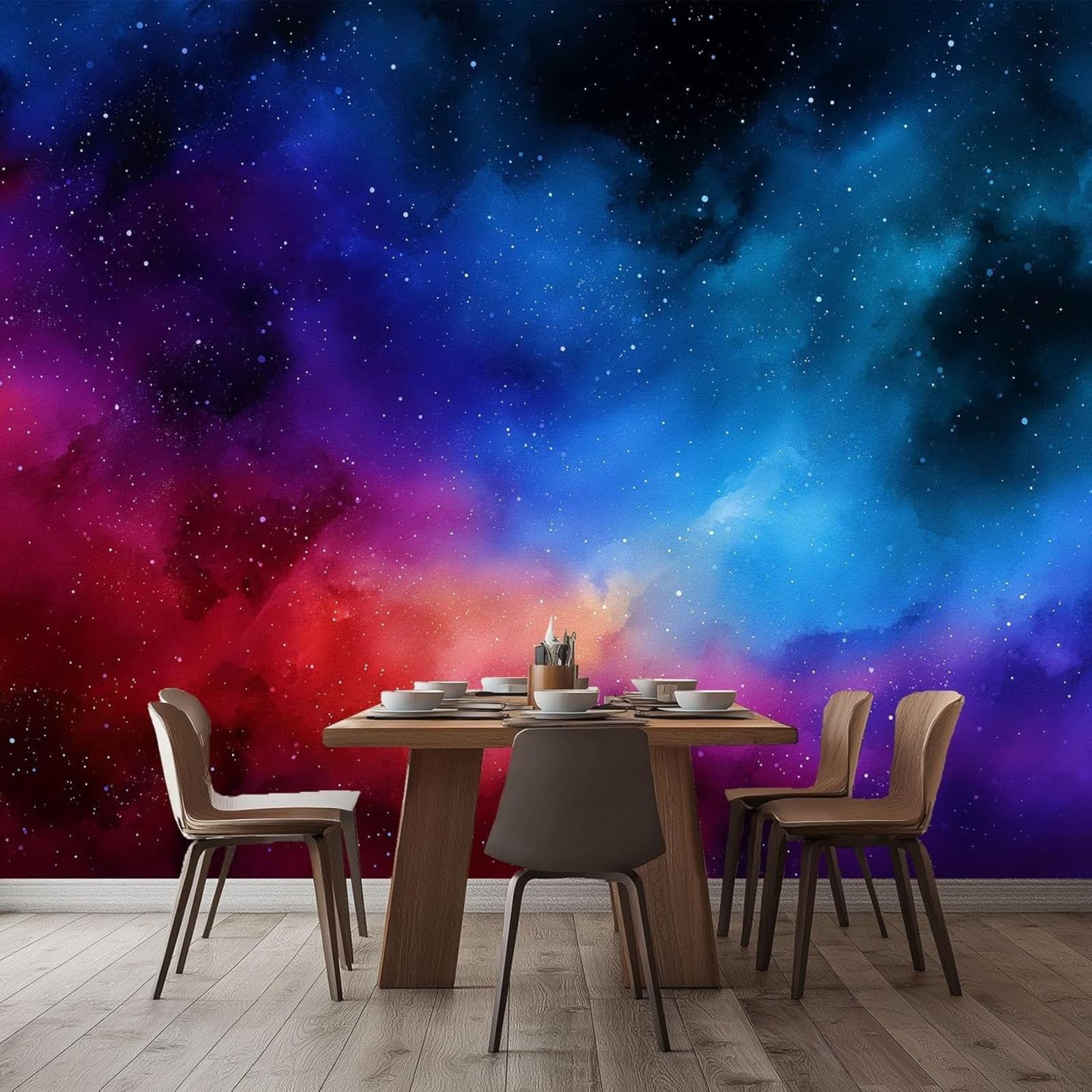 hgjdjhnf Non-woven Photo Wallpaper Galaxy Dream Stars Art Mural Non-woven Wallpaper Mural Mural Wall Decor for Living Room Bedroom Apartment Wall Art Blue 350cm x 256cm