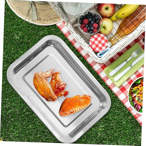Miniatura 8 de Yardwe Plato de servir al aire libre Bandeja de asador para horno, barbacoa, contenedor de alimentos, tostadora, horno, bandeja rectangular, bandeja
