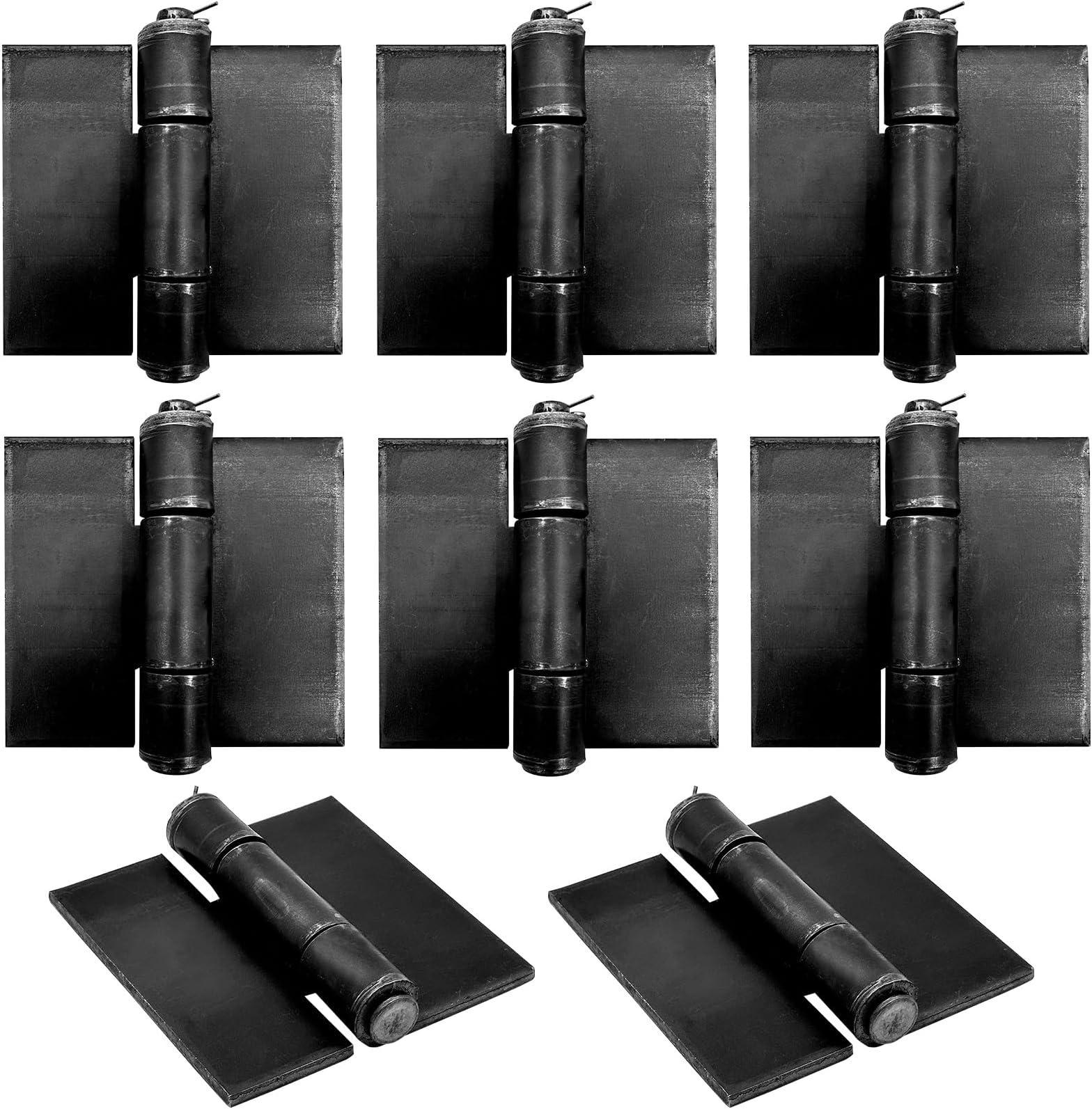 8 Pack Heavy Duty Hinges - Weld on Hinges - Solid Steel Iron Hinges - Thickness 5 mm Metal Butterfly Hinges for Gates & Doors